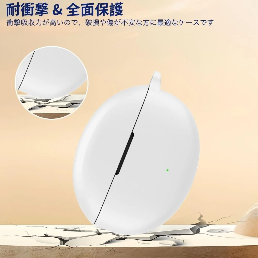 DL3 Mobilak Compatible with OPPO Enco Air3 Pro Case Cover, Soft Silicone Shockproof Protective Case Wireless Earbuds with Carabiner, Front LED Visible - White