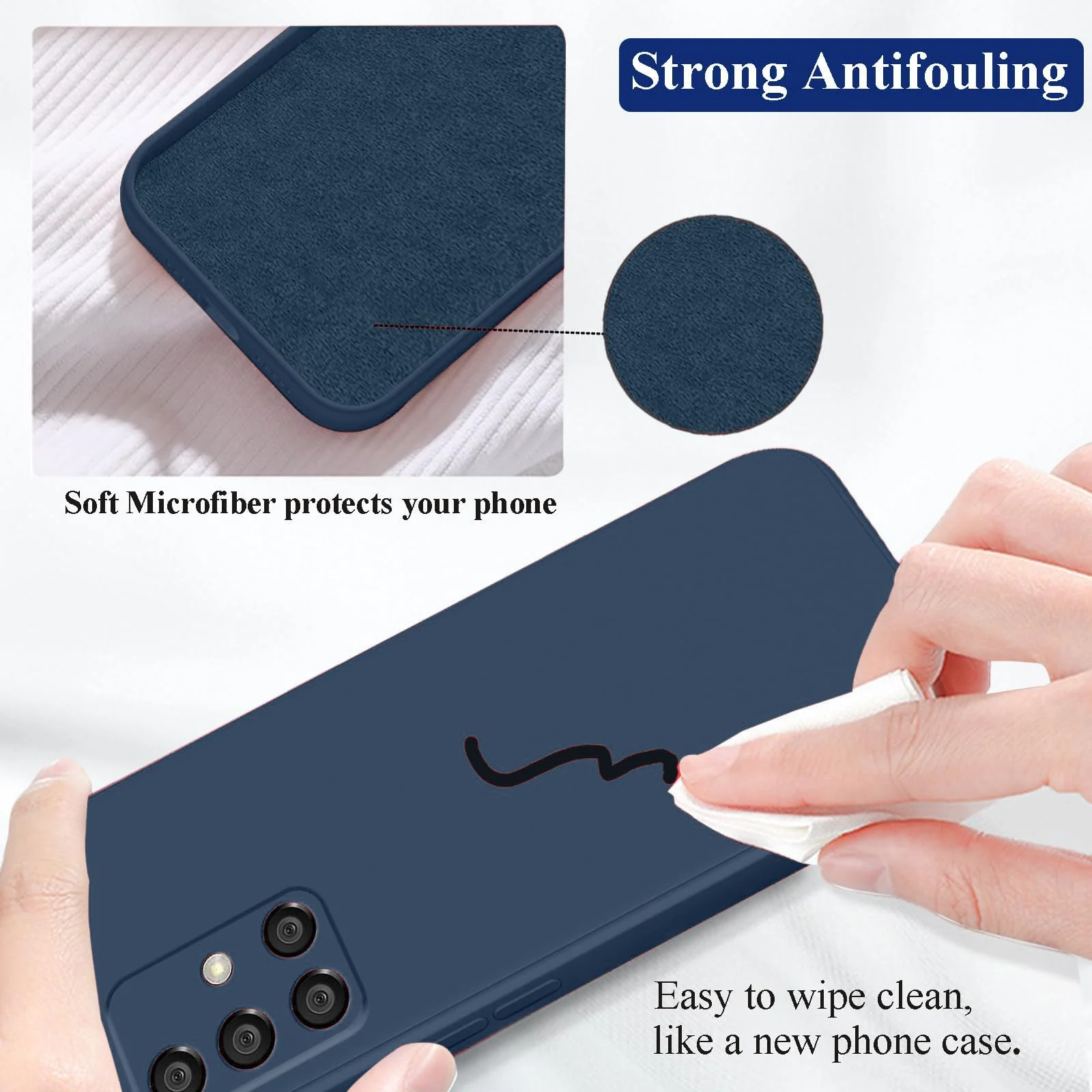 DL3 Mobilak Soft Silicone Protective Case for Samsung Galaxy A71 with Microfiber Lining and Shockproof Design - Dark Blue