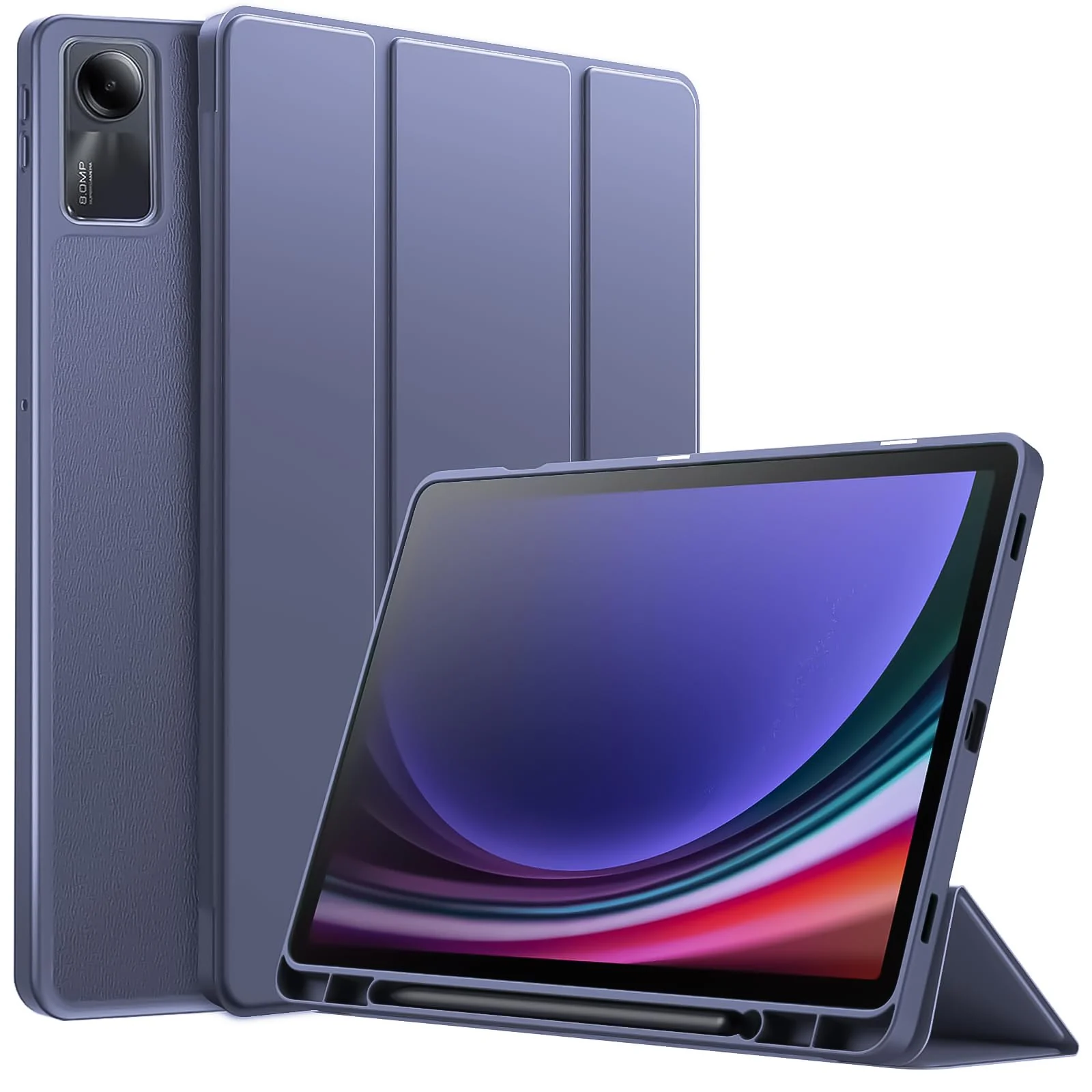 DL3 Mobilak Smart Case For Xiaomi Redmi Pad SE 11 inch Tablet 2023 Cover with Pencil Holder, Soft TPU Smart Stand Back Cover Auto Wake/Sleep - Lavender