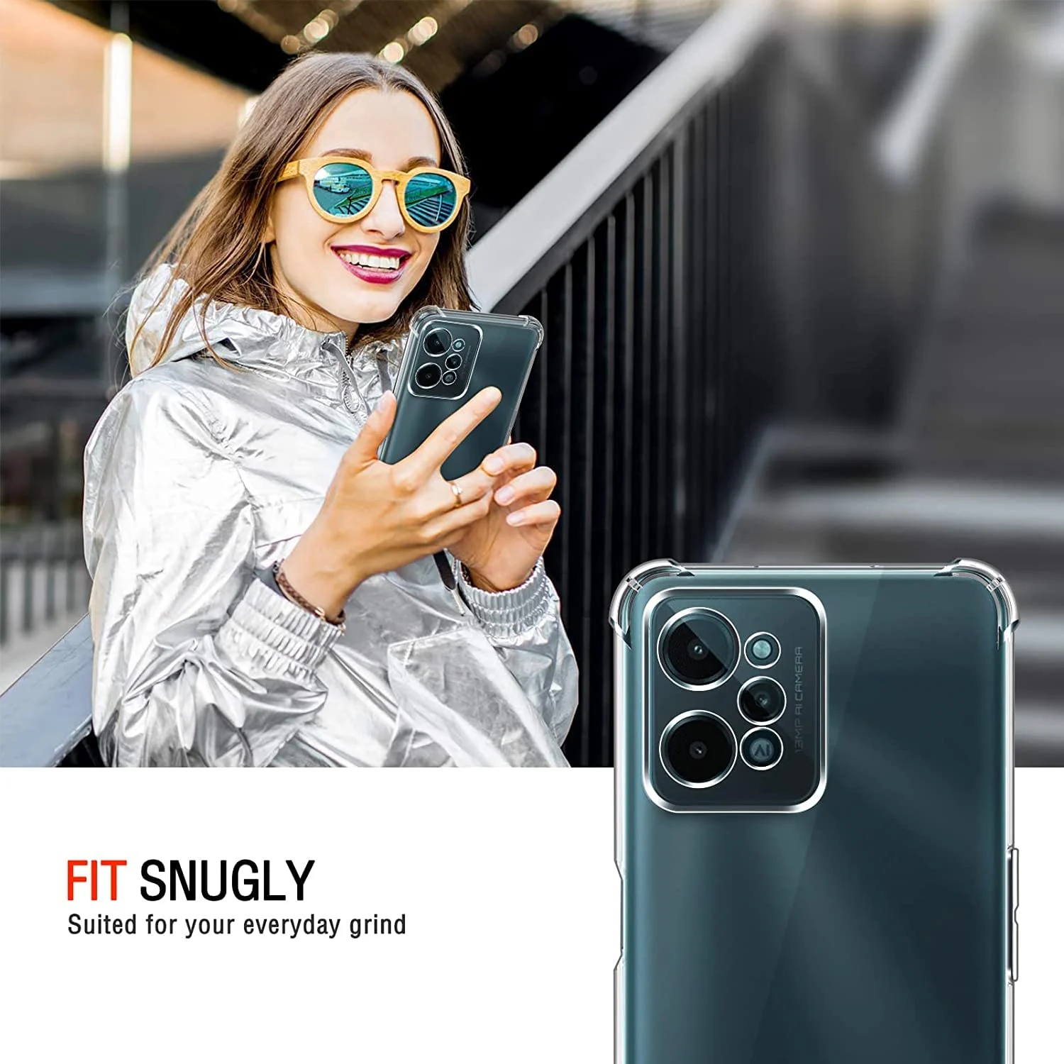 DL3 Mobilak Case Compatible with realme C31, Cover Silicone TPU Gorilla Anti-shock Protector Camera Shockproof Corners - Clear