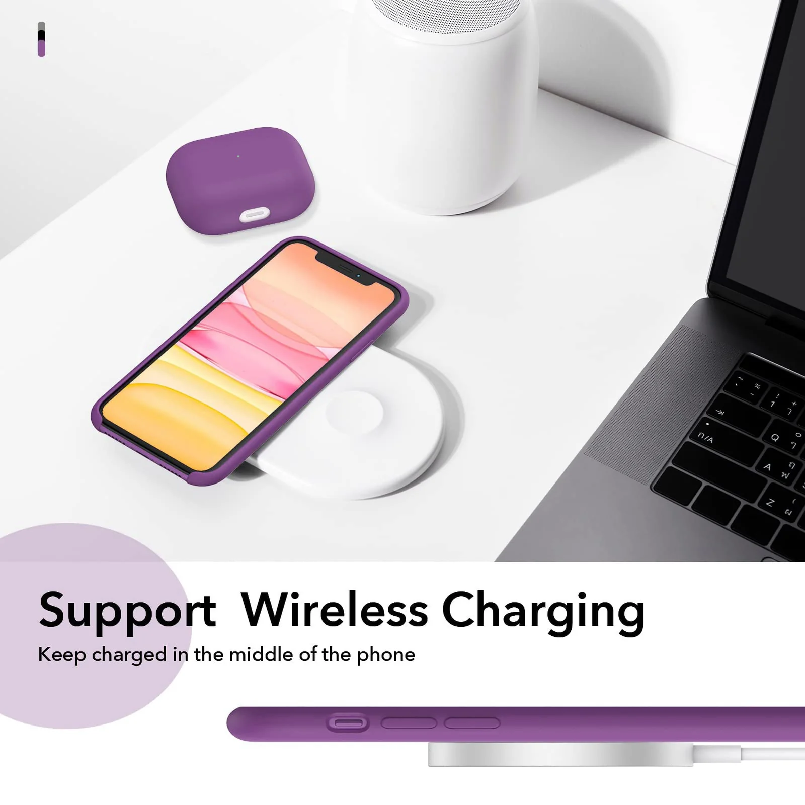 DL3 Mobilak Liquid Silicone Case for iPhone 11 (6.1 Inch), Shock-absorbing protection, Scratch-resistant surface, Soft microfiber lining - Violet