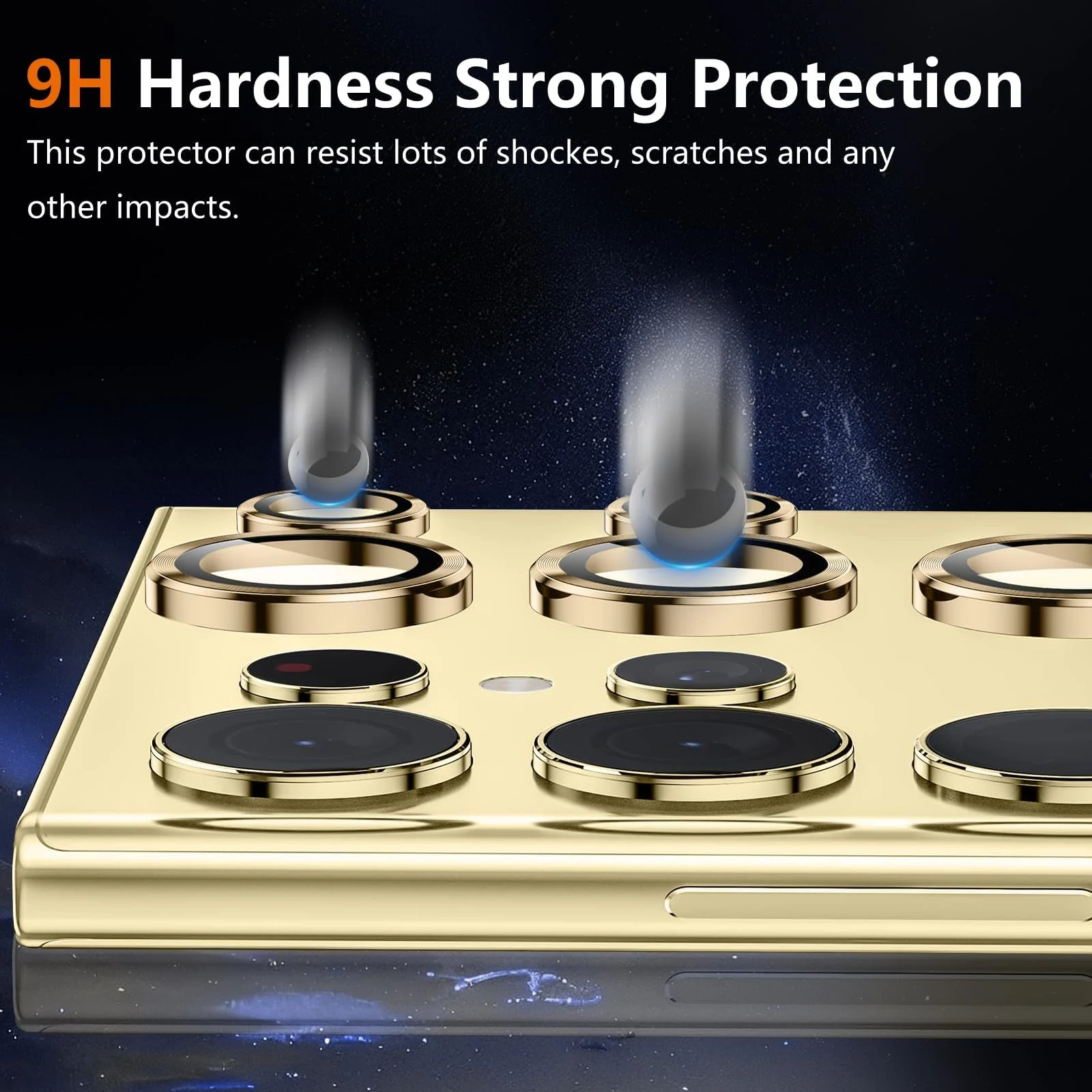 DL3 Mobilak Camera Protection for Samsung Galaxy S24 Ultra Camera Protection, Scratch-Resistant, 9H Hardness, HD Lens Protection, Protective Film, Lens Screen Protector Glass - Gold