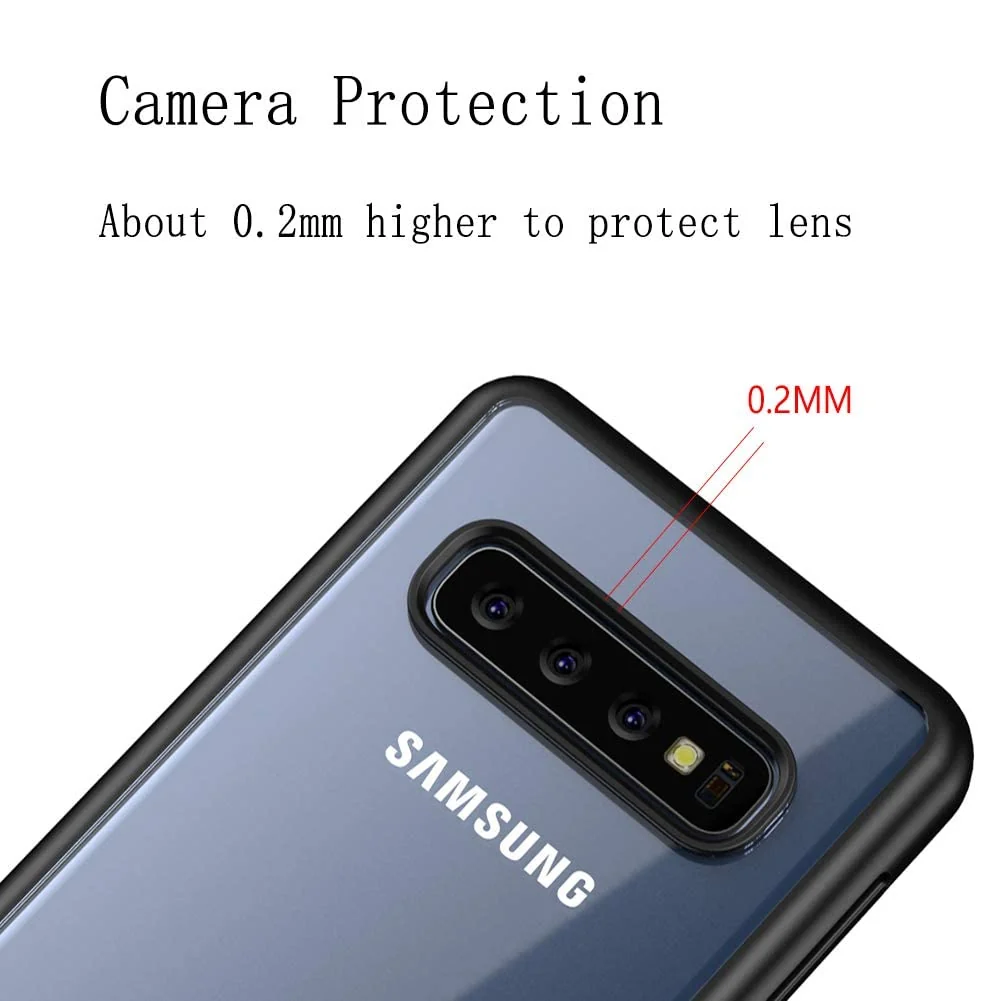 DL3 Mobilak Clear PC and TPU Protective Case for Samsung Galaxy S10 Plus with Shockproof Design and Anti-Yellowing Design - Black