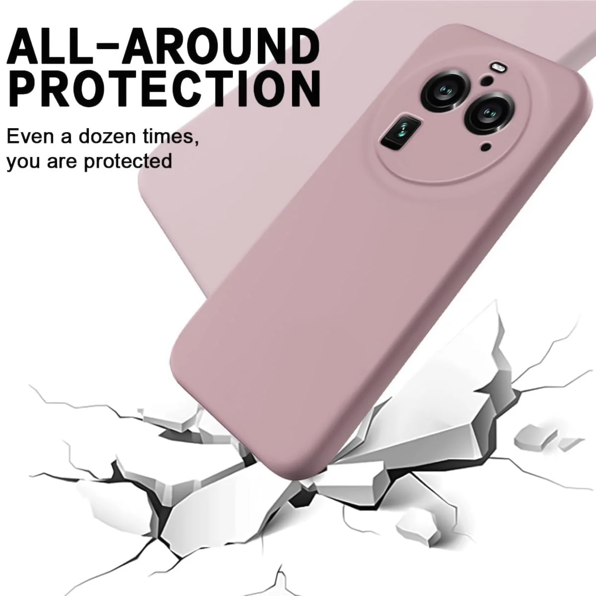 DL3 Mobilak Liquid Silicone Protective Case with Soft Microfiber Lining with Full Camera Protection for OPPO Find X6 Pro - Cashmere