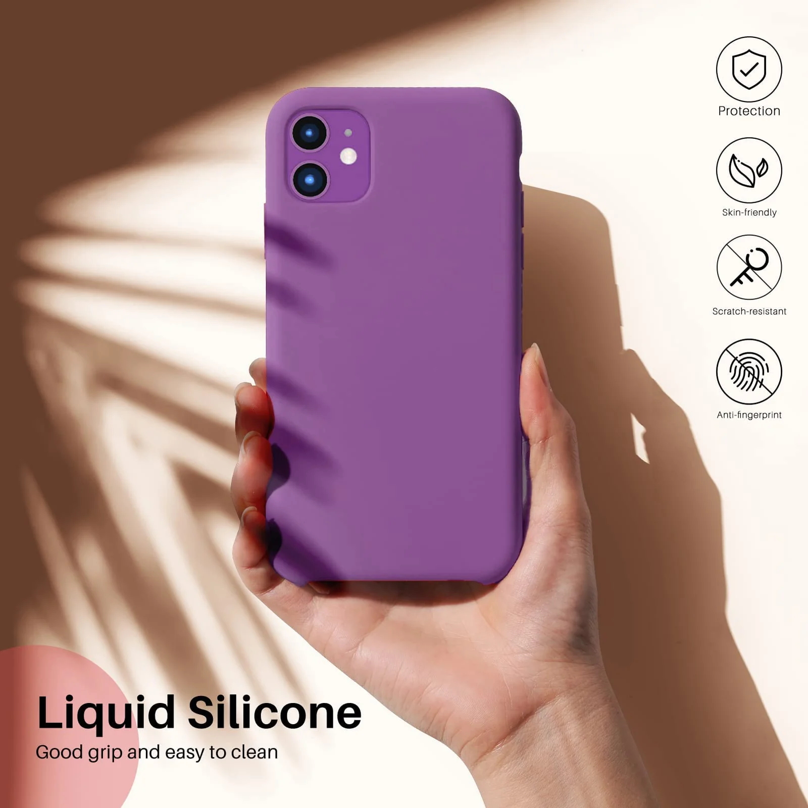 DL3 Mobilak Liquid Silicone Case for iPhone 11 (6.1 Inch), Shock-absorbing protection, Scratch-resistant surface, Soft microfiber lining - Violet
