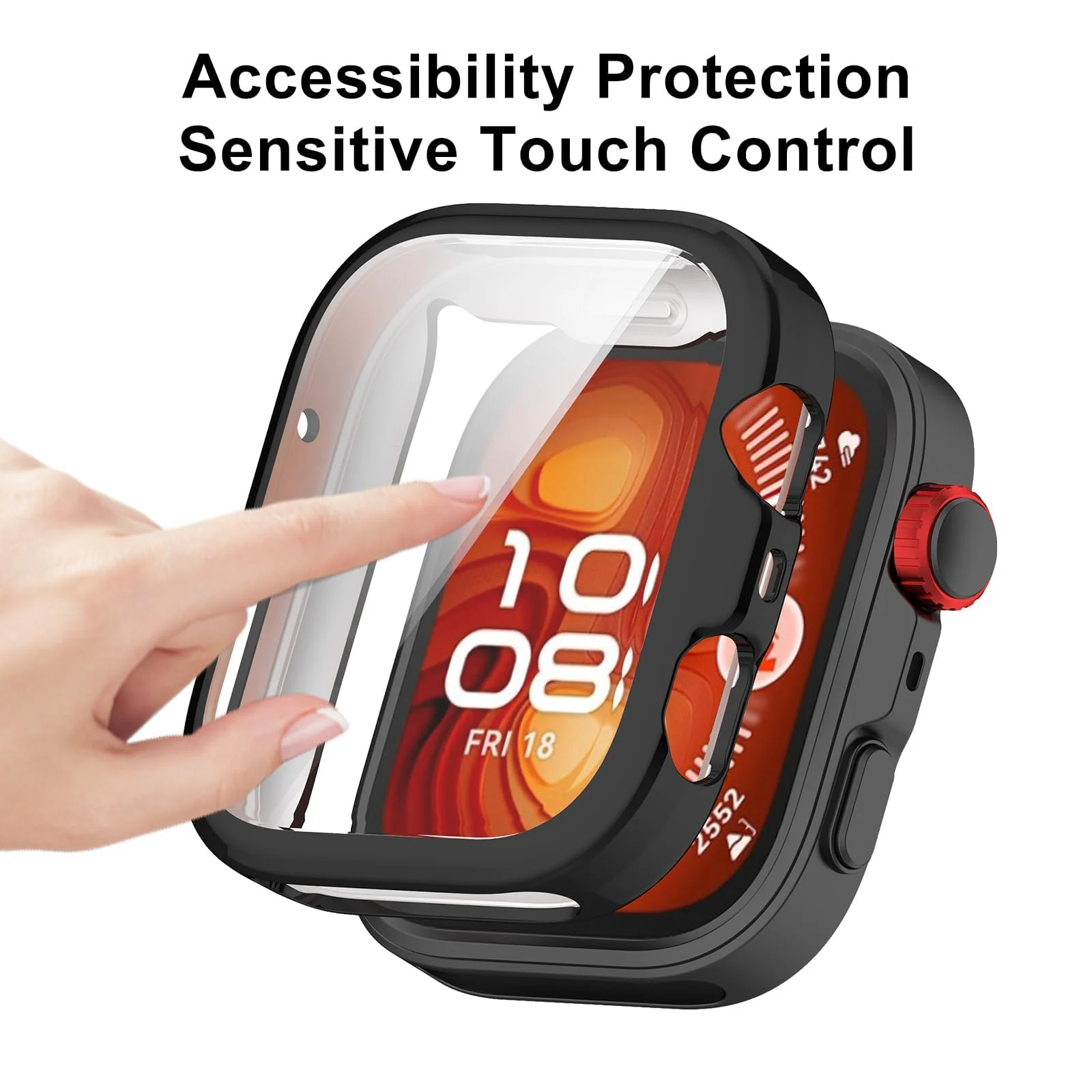 DL3 Mobilak Case Compatible with Huawei Watch Fit 4 Pro 2025 Case All-Around with Built-in Screen Protector Watch Soft TPU Shockproof Cover Slim Guard Thin Bumper Shell Protector - Black