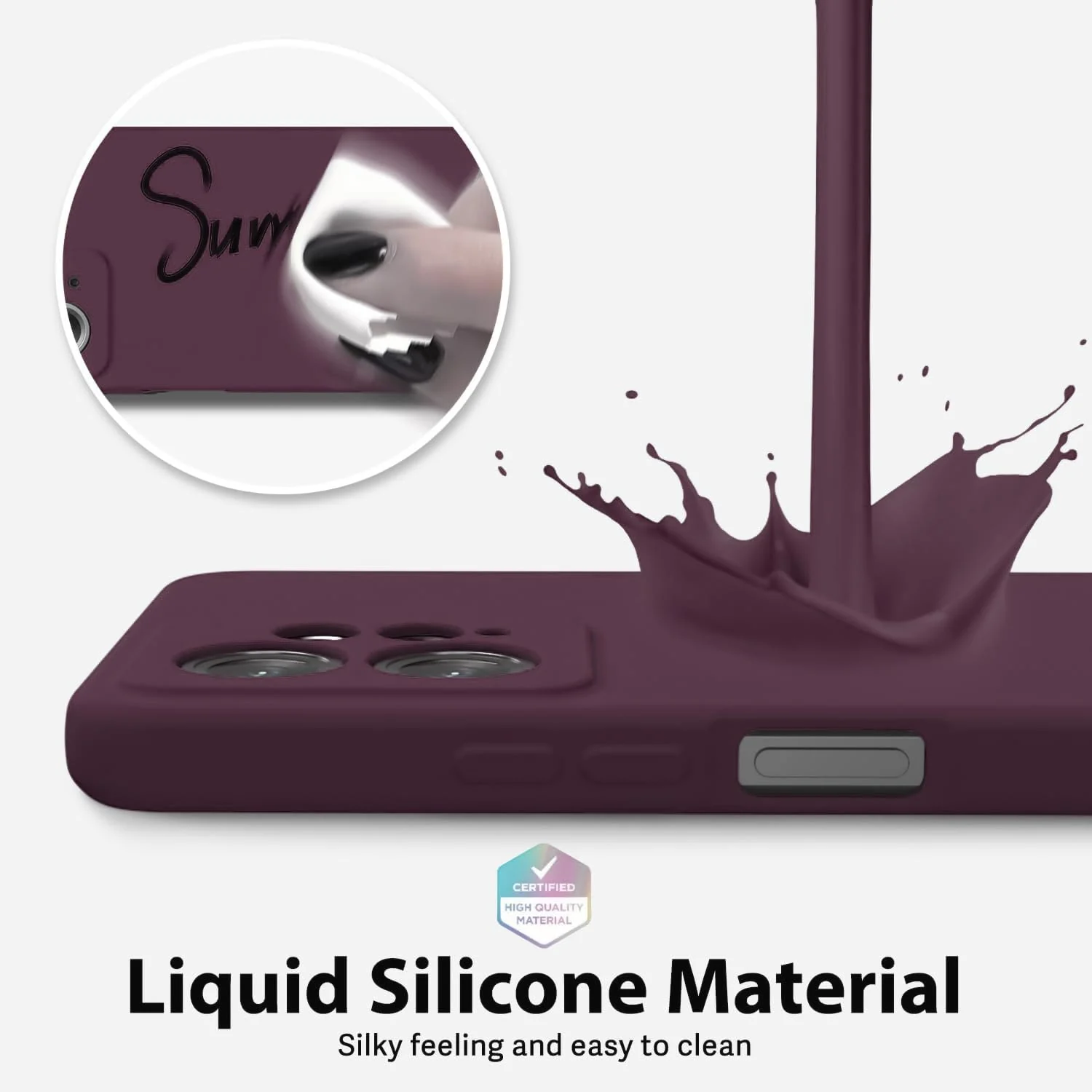 DL3 Mobilak Liquid Silicone Protective Case with Soft Microfiber Lining with Full Camera Protection for OPPO Reno 8 4G / Reno 7 4G / F21 Pro 4G / F21S Pro 4G - Wine Red
