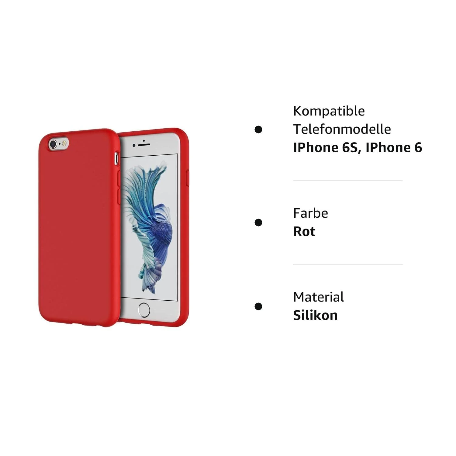 DL3 Mobilak Liquid Silicone Protective Case for iPhone 6 / 6S with Camera Protection and Microfiber Lining - Red