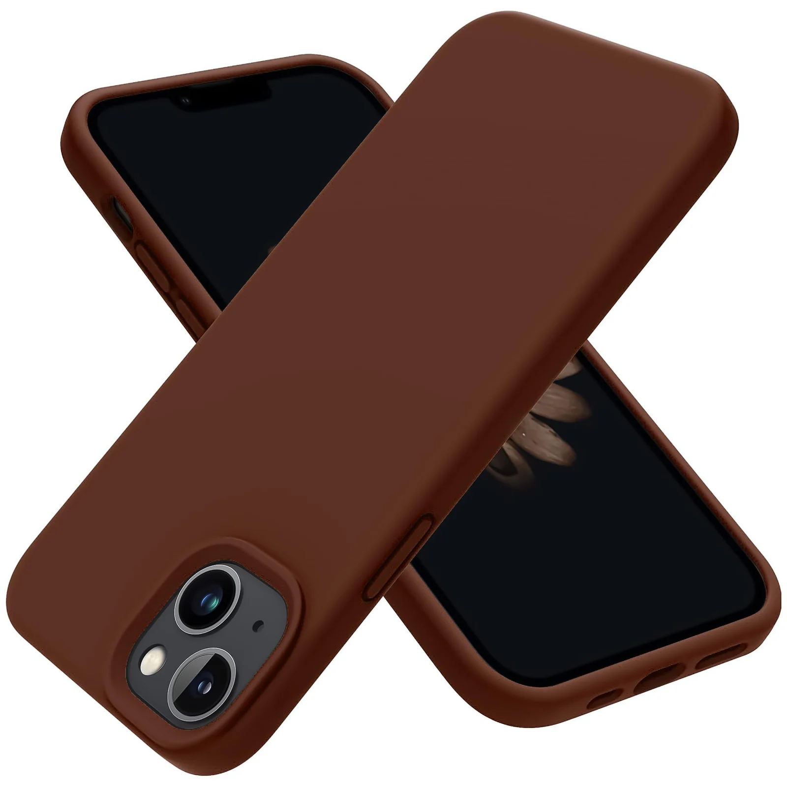 DL3 Mobilak Liquid Silicone Case for iPhone 15, Supports wireless charging, Shock-absorbing protection, Anti-fingerprint finish - Brown