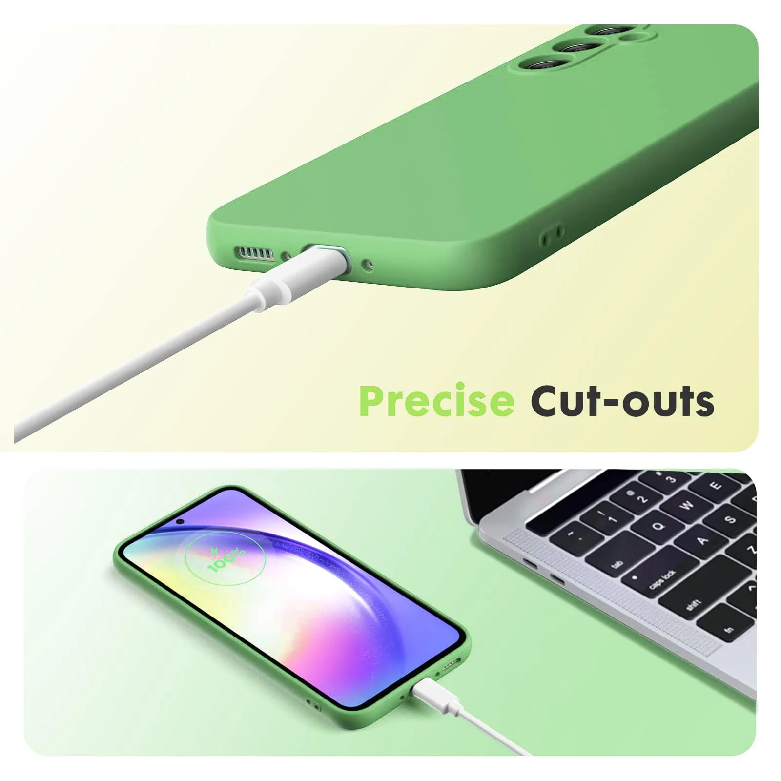 DL3 Mobilak Silicone Protective Case for Samsung Galaxy A34 4G / 5G, Shock-absorbing protection, Scratch-resistant surface, Soft microfiber lining - Light Green