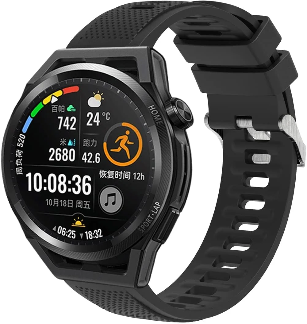 DL3 Mobilak Silicone Buckle Band 22MM Strap For Xiaomi Redmi Watch 5 Active/5 Lite/Samsung Galaxy Watch 3 45mm/Watch 46mm/Gear S3/For Huawei watch GT5 GT4 GT3 GT2 GT 46MM/GT2E/GT2 Pro/GT 3 Pro/GT5 Pro - A.Black