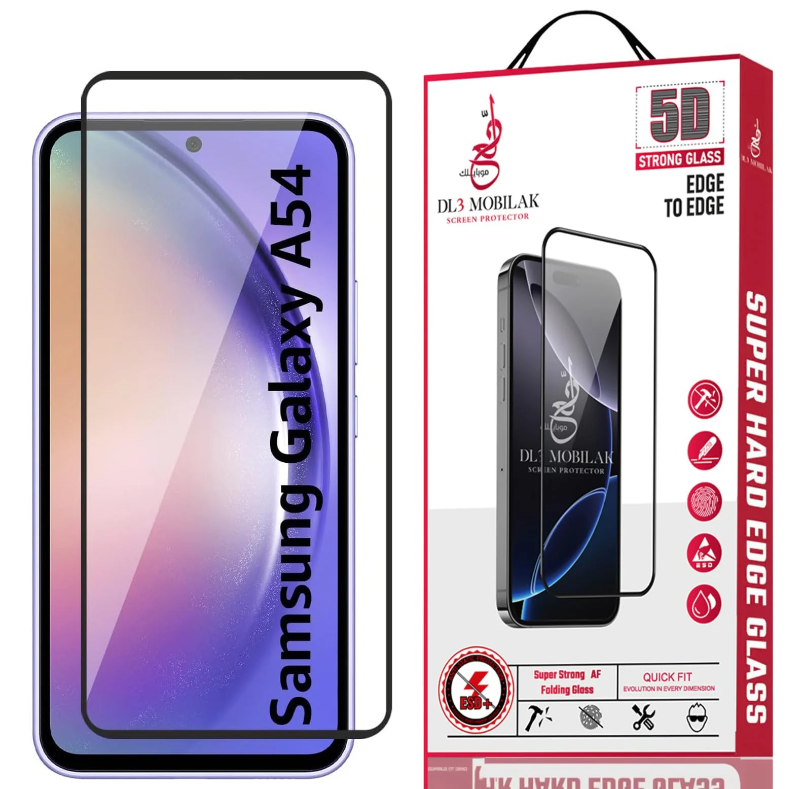 DL3 Mobilak for Samsung Galaxy A54 Tempered Glass Screen Protector, 9H Hardness Anti-Scratch Tempered Glass flim, Case Friendly, Anti-Scratch For Samsung Galaxy A54 - Clear