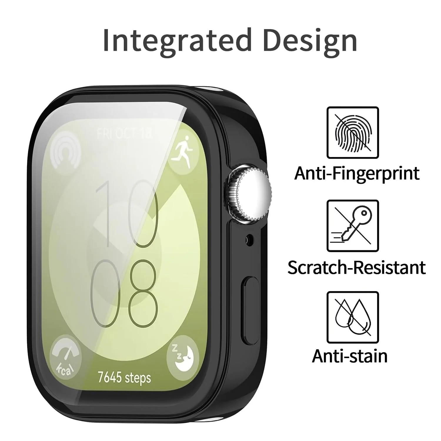 DL3 Mobilak Case Compatible with Huawei Watch Fit 3 Case All-Around with Built-in Screen Protector Watch Soft TPU Shockproof Cover Slim Guard Thin Bumper Shell Protector - Black