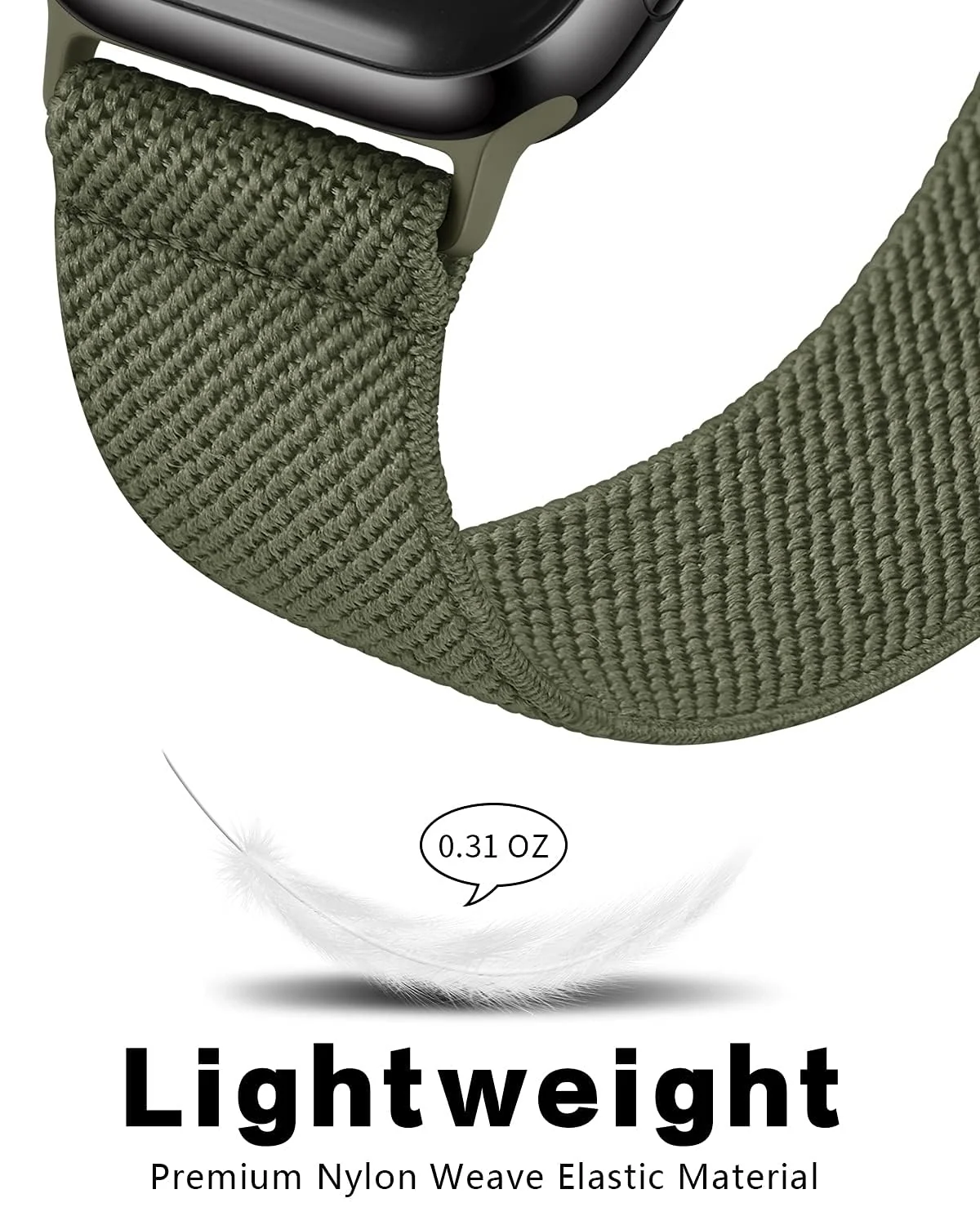 DL3 Mobilak Nylon Strap For Redmi Watch 4/Redmi Watch 5/Xiaomi Smart Band 8 Pro/Band 9 Pro, Soft Elastic Nylon Straps, Adjustable Stretchy Sports Replacement Bracelets Wristbands for Women Men - Green