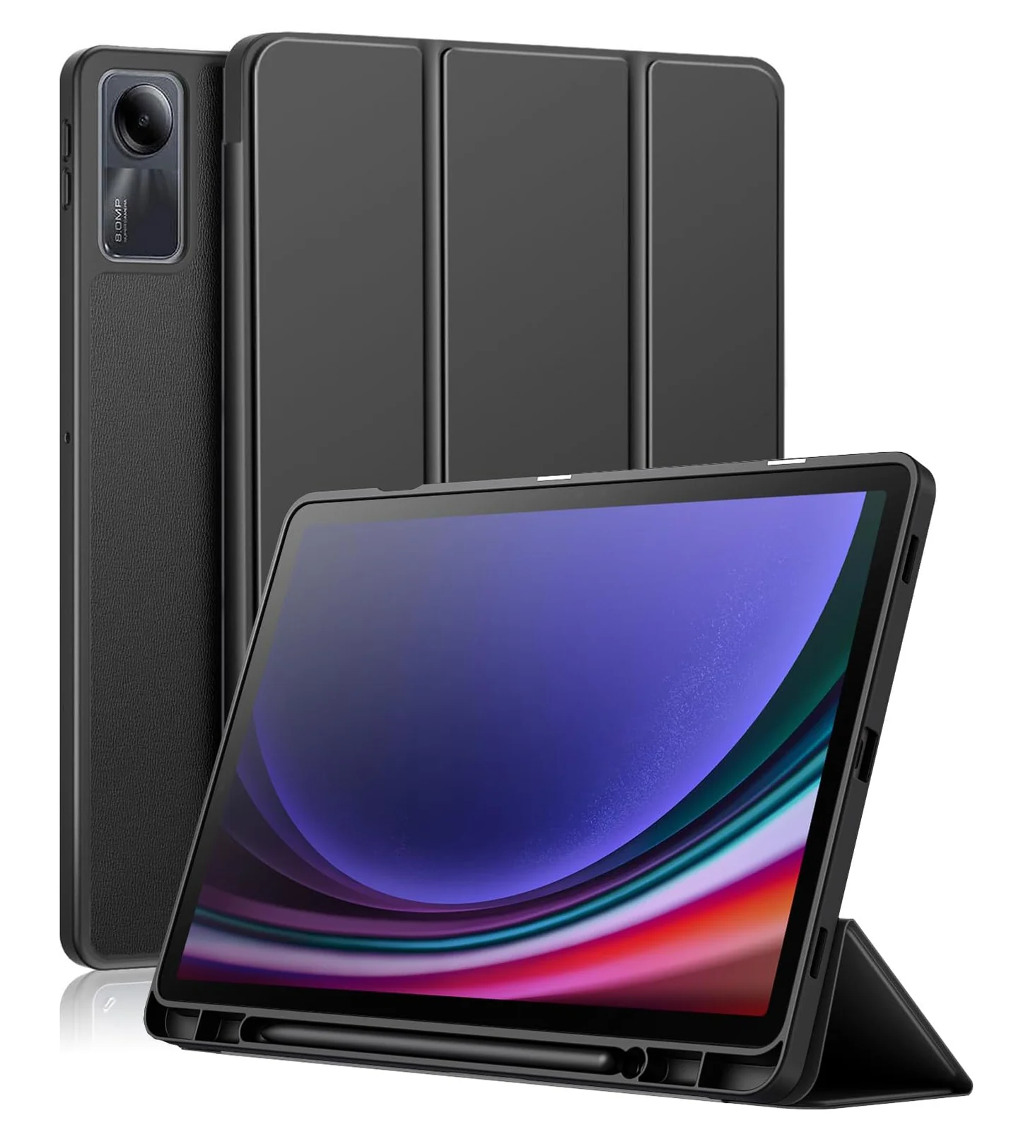 DL3 Mobilak Smart Case For Xiaomi Redmi Pad SE 11 inch Tablet 2023 Cover with Pencil Holder, Soft TPU Smart Stand Back Cover Auto Wake/Sleep - Black
