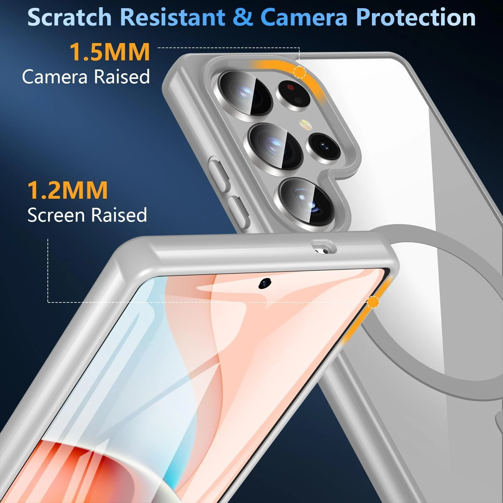 DL3 Mobilak Clear MagSafe-Compatible Magnetic Case for Samsung Galaxy S26 Ultra with Camera Protection and Magnetic Car-Mount Support - Gray