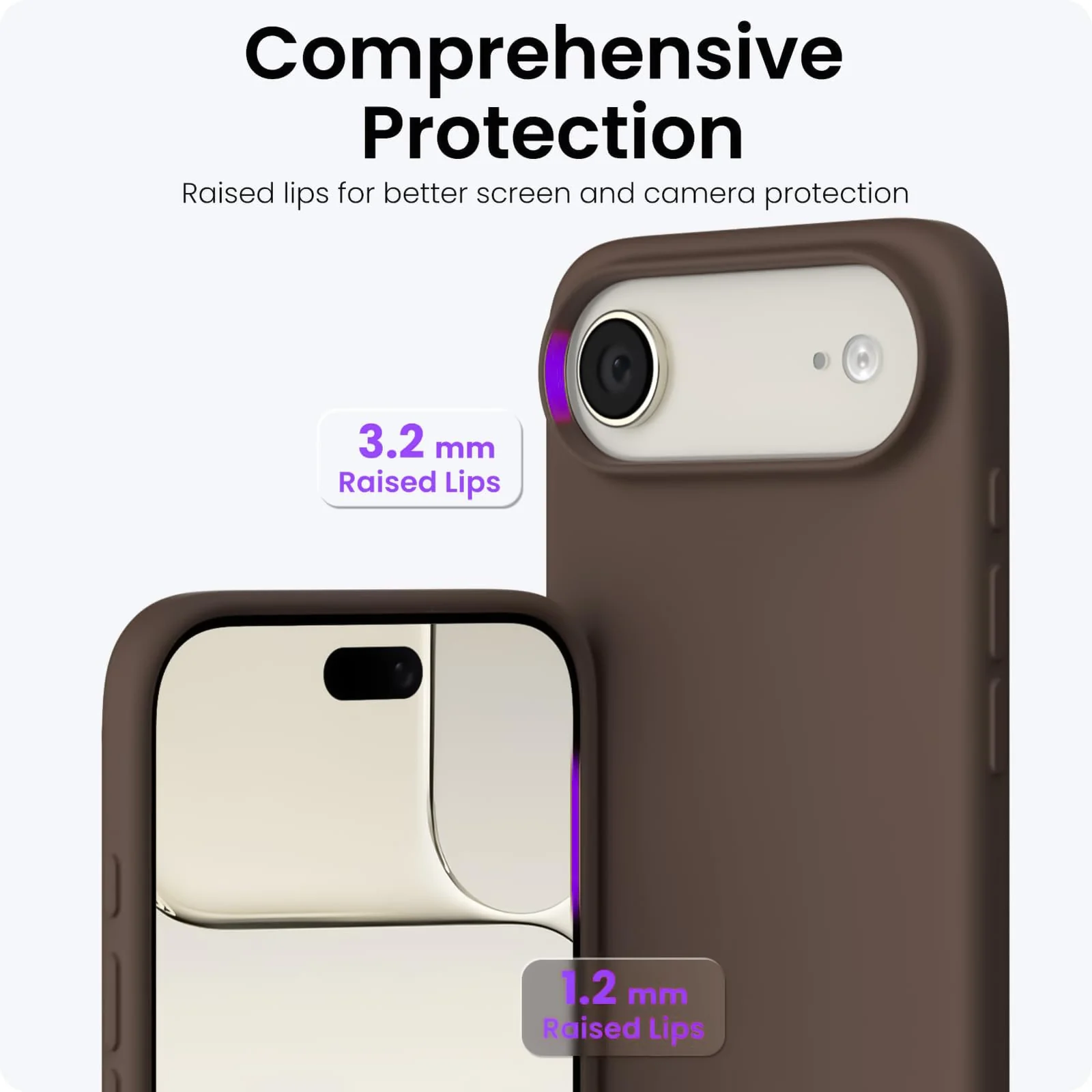 DL3 Mobilak Liquid Silicone Protective Case for iPhone 17 Air 6.5-Inch with Microfiber Lining and Shockproof Design - Brown