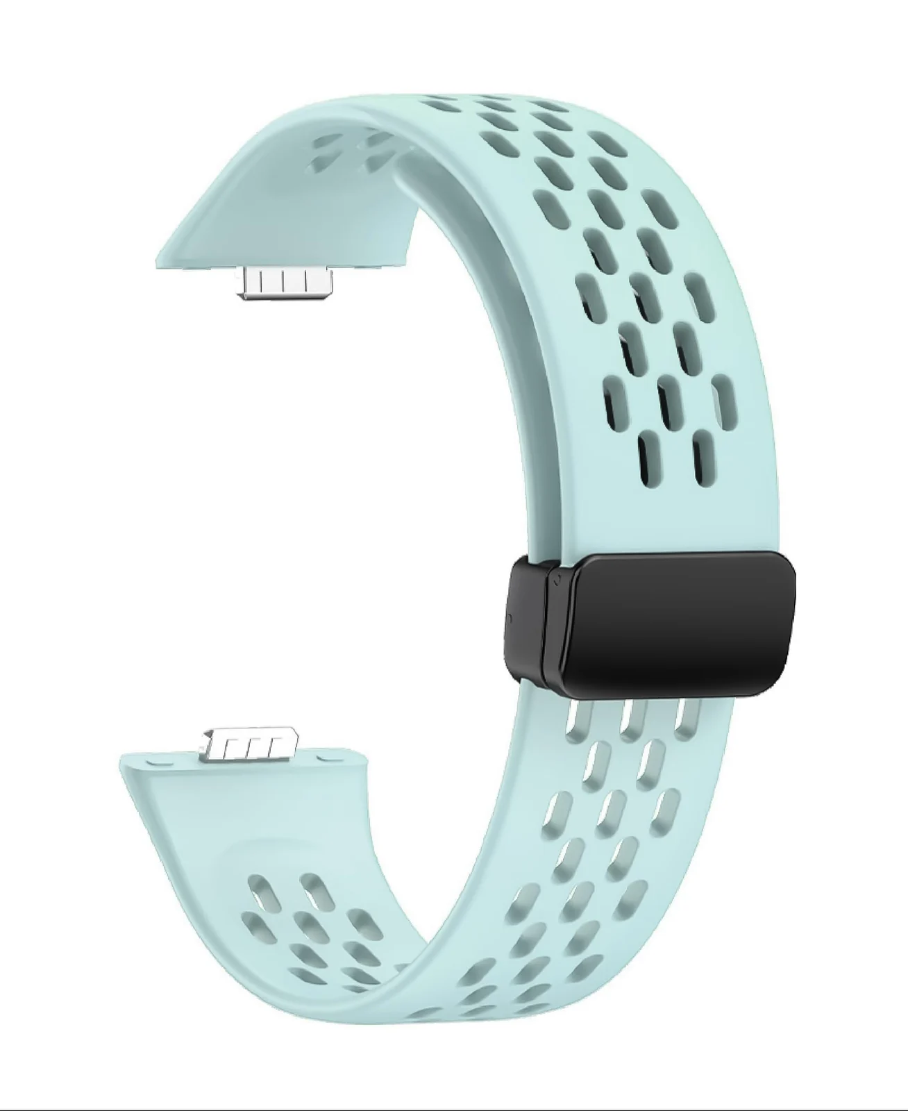 DL3 Mobilak Silicone Strap Compatible with Huawei Watch Fit 3/Fit 4/Fit 4 Pro Magnetic Metal Buckle Sport Silicone Breathable Strap for Men Women Band Quick Release Soft Replacment Wristband - Cyan