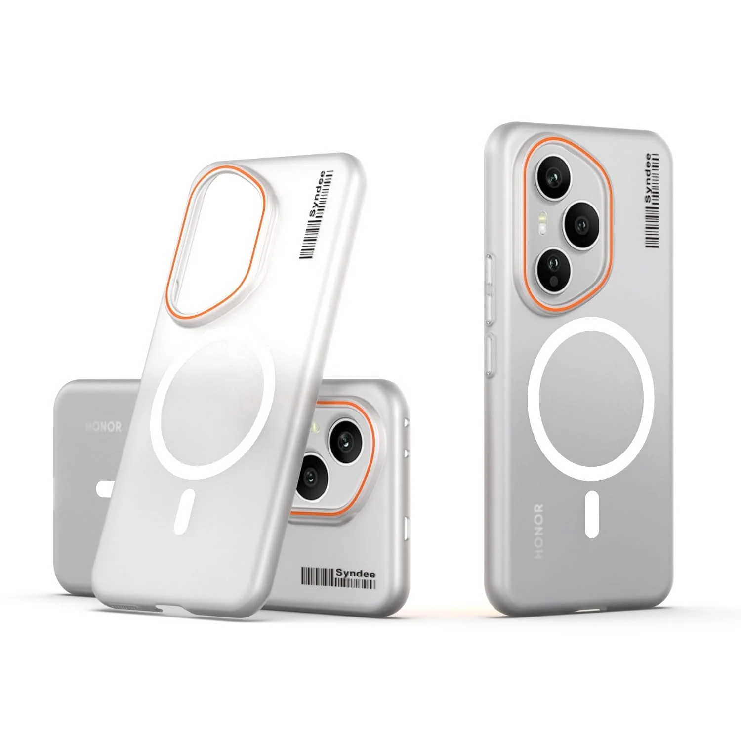 DL3 Mobilak Translucent Matte Case for Honor 400 Pro 5G, Compatible with MagSafe accessories, Shock-absorbing protection, Integrated ring holder - Clear