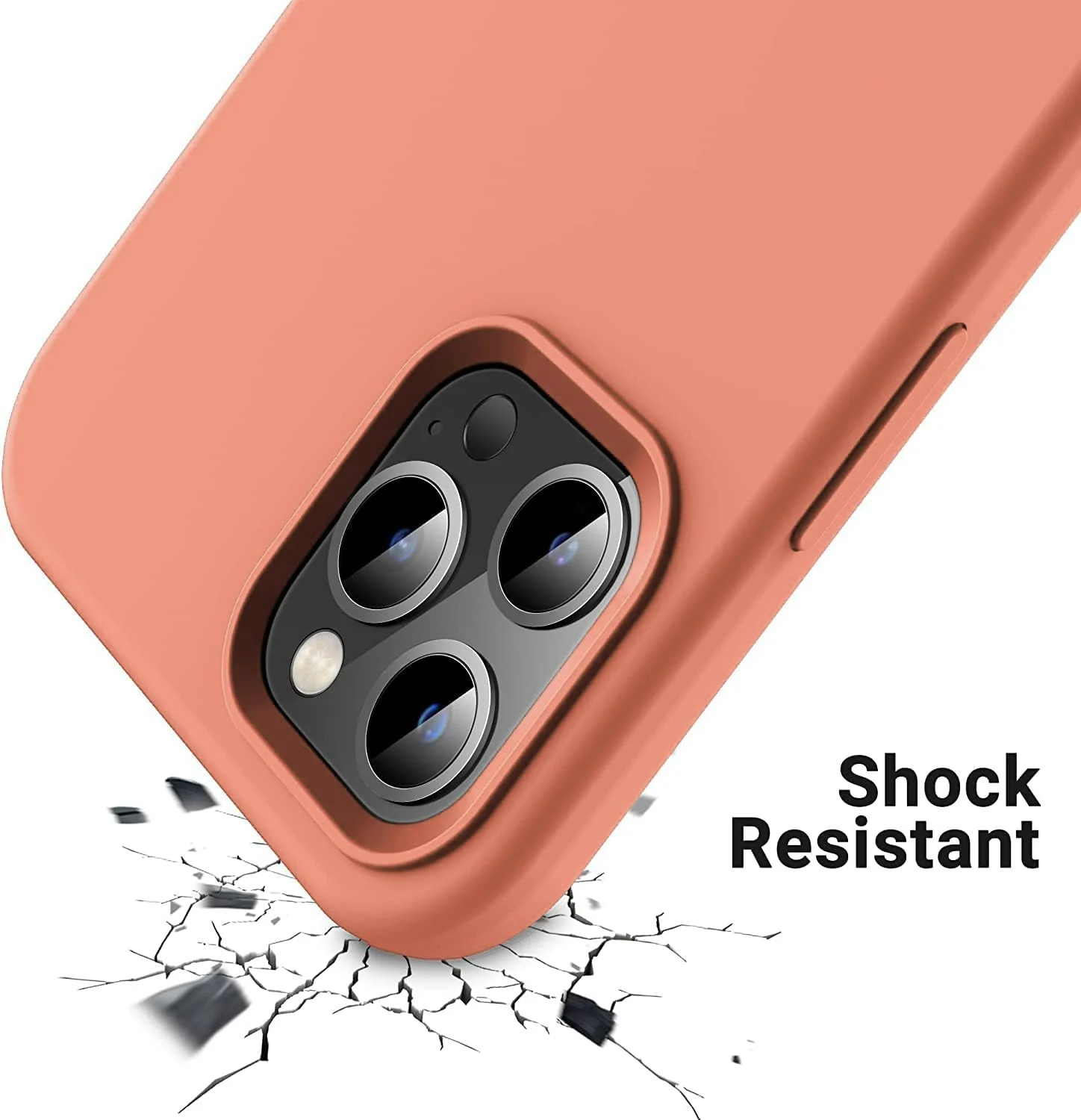 DL3 Mobilak Liquid Silicone Protective Case with Soft Microfiber Lining for iPhone 15 - Light Orange