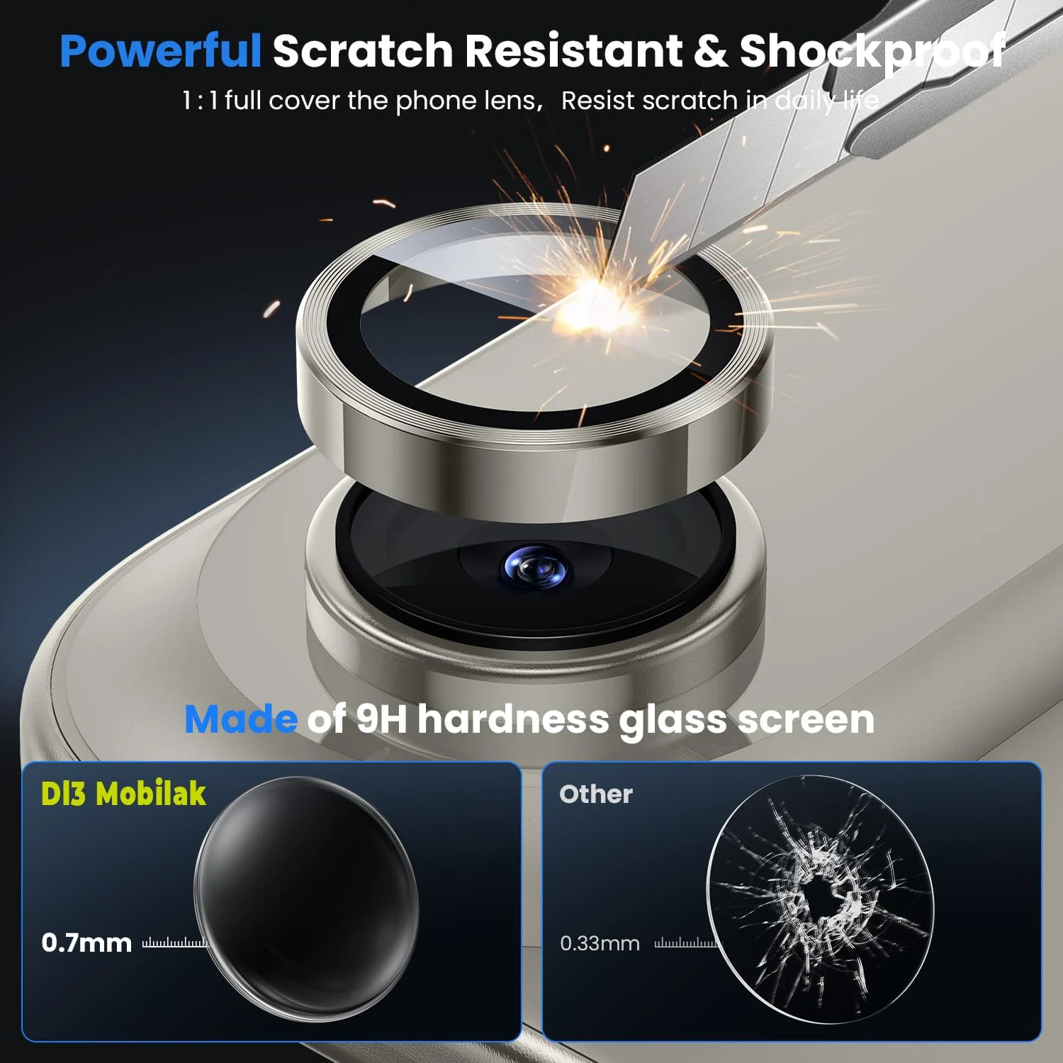 DL3 Mobilak Camera Lens Protector for iPhone Air / 17 Air 6.5-Inch Accessories, 9H Tempered Glass Metal Individual Ring Camera Cover Screen Protector, Case Friendly, Anti Scratch - Gold Titanium