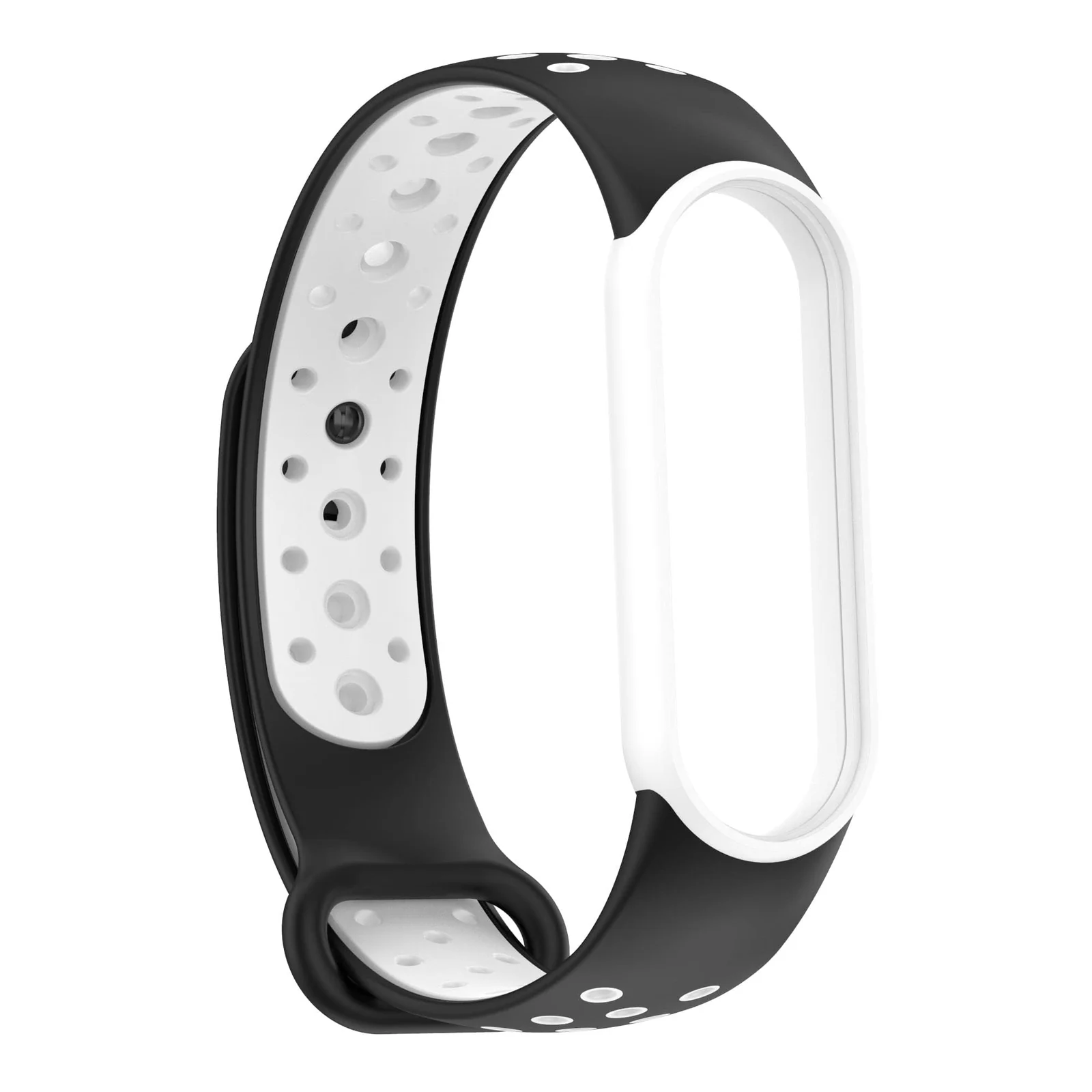 DL3 Mobilak Strap for Xiaomi Mi Band 7 6 5/Amazfit Band 5, Women Men Armband, Two Colours Breathable Adjustable Soft Silicone Replacement Strap for Xiaomi Mi Band 7/6/5/Amazfit Band 5 - Black White
