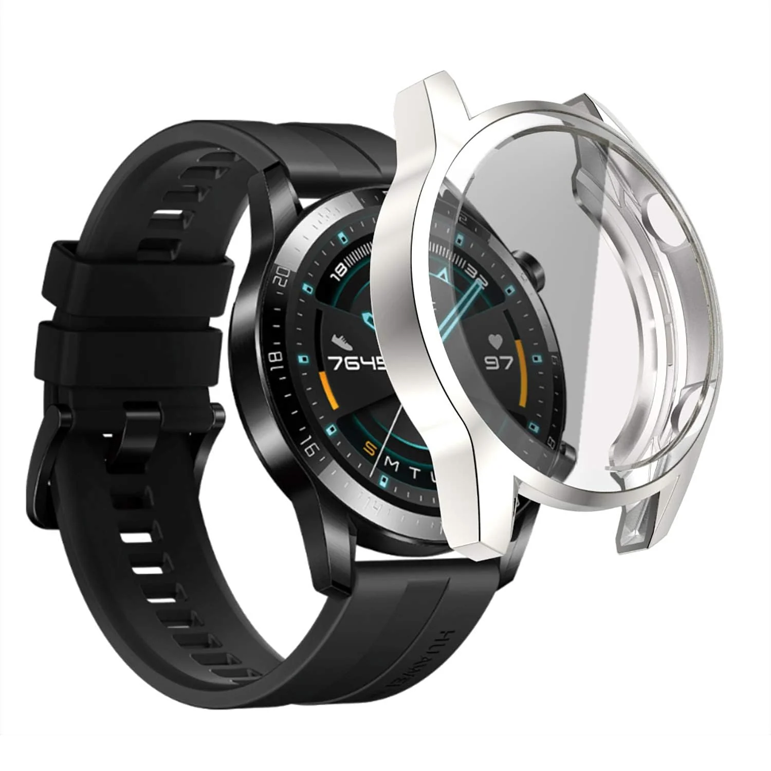 DL3 Mobilak Case Compatible with Huawei Watch GT2 46mm Case All-Around Screen Protector Watch Soft TPU Shockproof Cover Slim Guard Thin Bumper Shell Protector