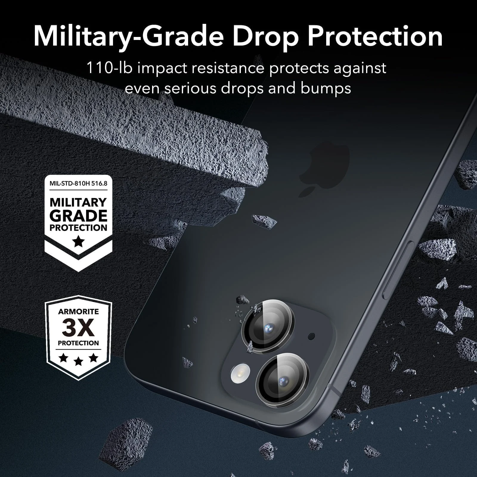 DL3 Mobilak Camera Lens Protector Compatible with [iPhone 13/13 mini] | Impact Protection - High Clarity and Scratch/Fingerprint Resistant 9H Tempered Glass with Aluminum Trim - Black