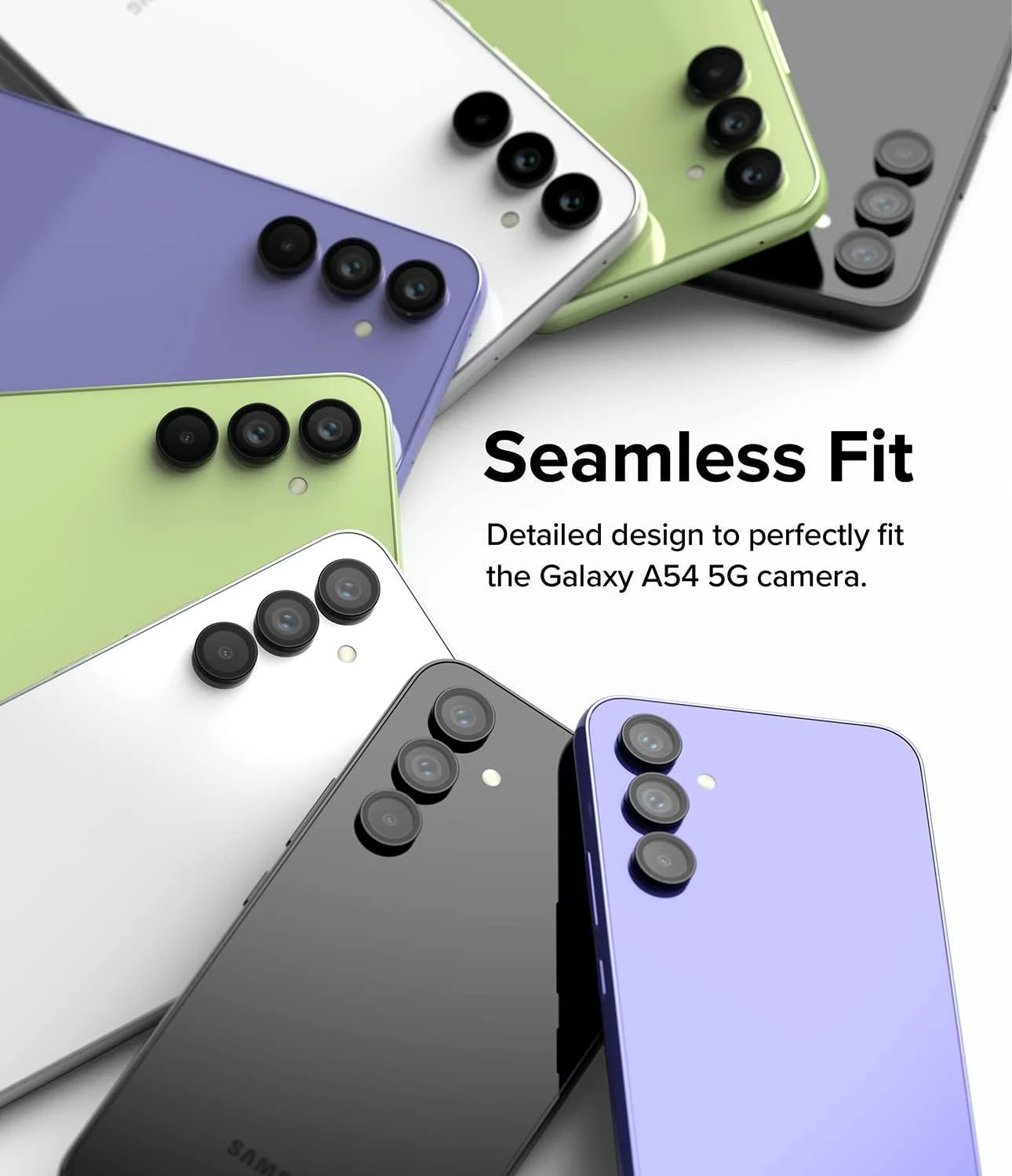 DL3 Mobilak Camera Lens Protector Compatible with Samsung Galaxy A54 5G Camera Lens Film Metal Ring Ultra HD, 9H Hardness, Scratch Resistance Camera Lens Protective Film - Black