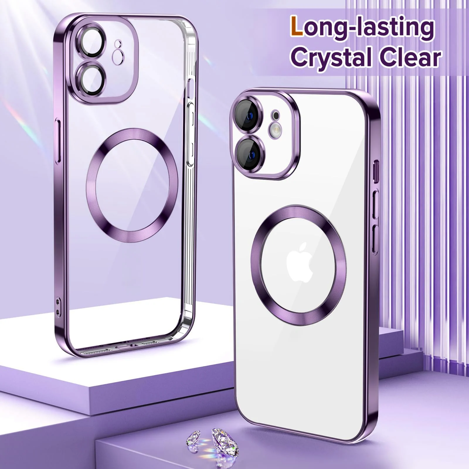 DL3 Mobilak Clear TPU Case with Electroplated Edges for iPhone 11 with Camera Protection and Shockproof Design - Deep Purple