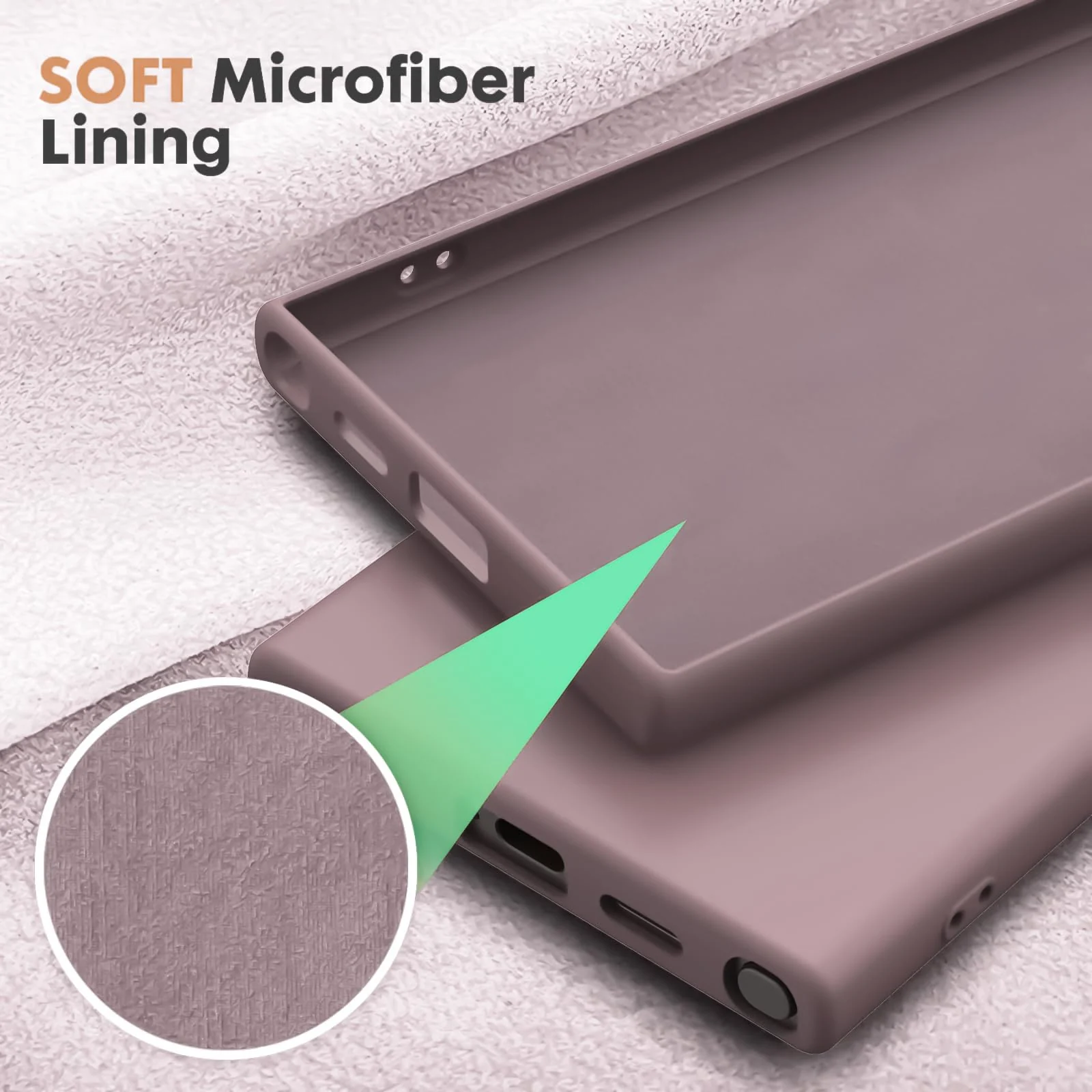 DL3 Mobilak Liquid Silicone Protective Case with Soft Microfiber Lining with Full Camera Protection for Samsung Galaxy S23 Ultra - Cashmere