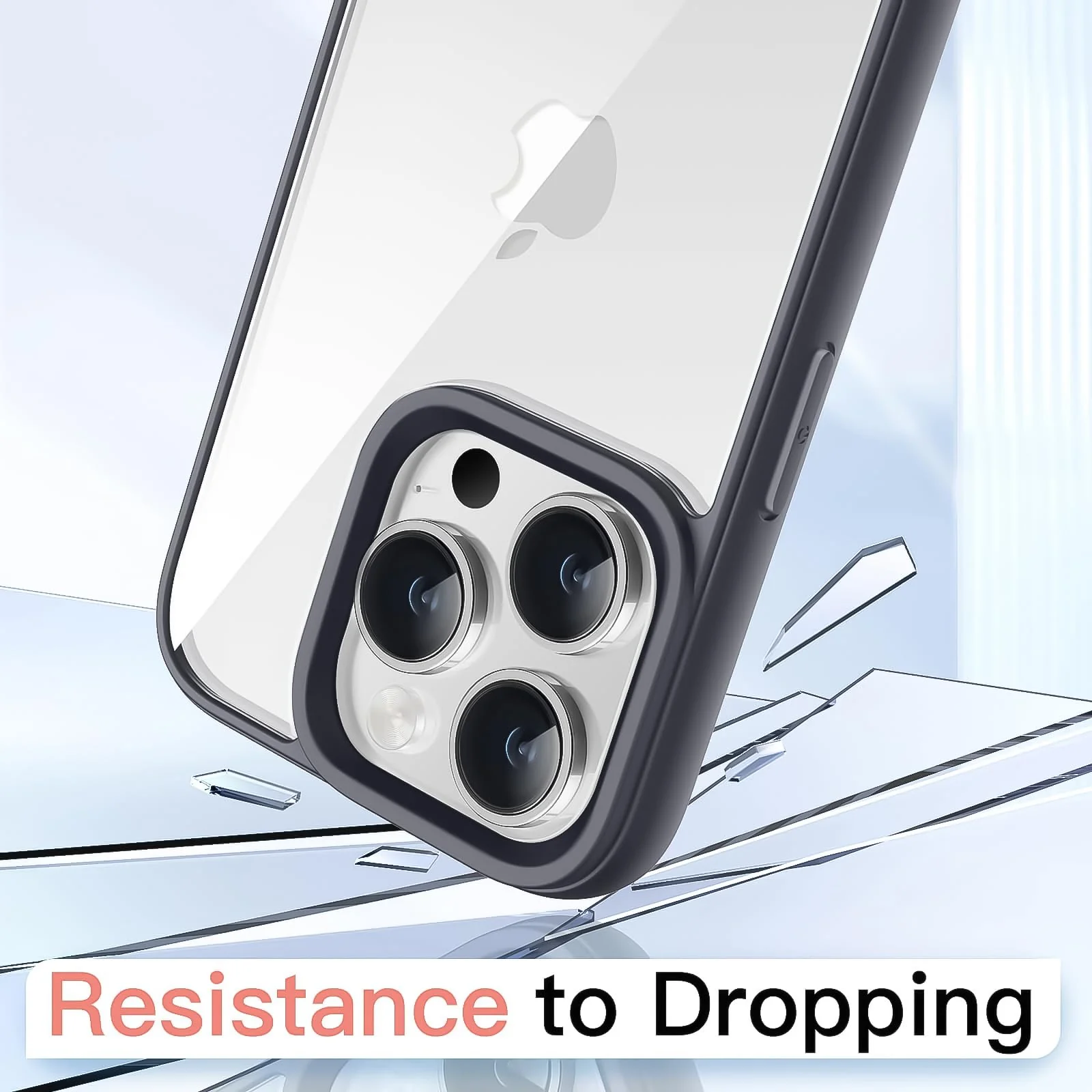DL3 Mobilak Clear TPU Case for iPhone 16 Pro Max 6.9-Inch, Supports wireless charging, Shock-absorbing protection, Anti-fingerprint finish - Titanium Gray