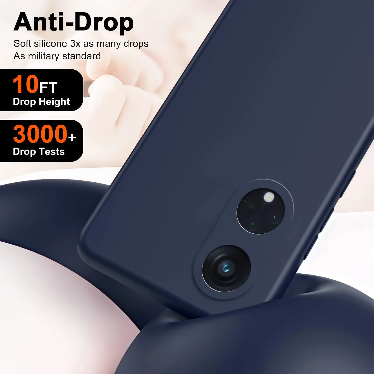 DL3 Mobilak Liquid Silicone Protective Case for OPPO Reno 8T 5G / OPPO A1 Pro with Microfiber Lining and Shockproof Design - Midnight Blue