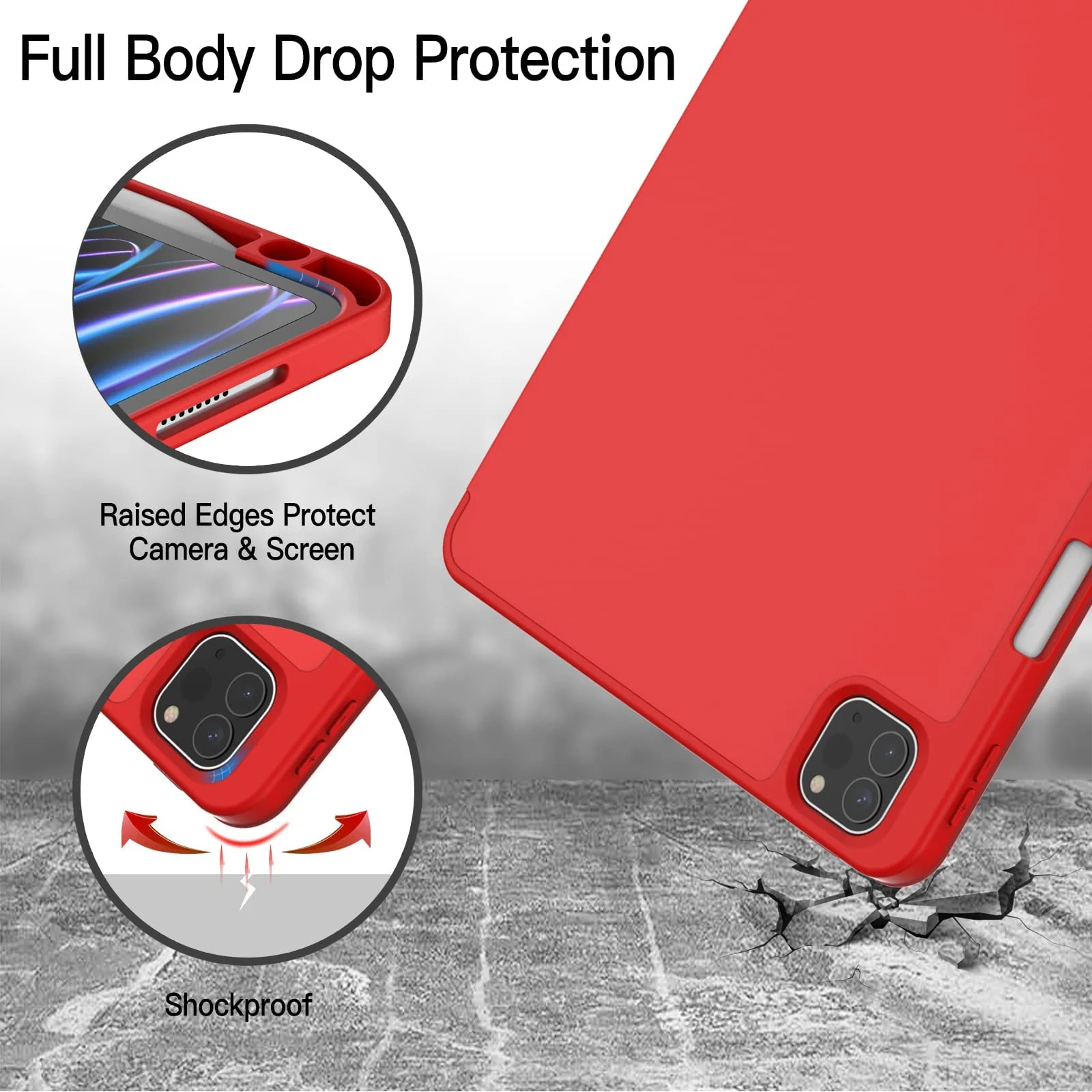 DL3 Mobilak Smart Case for Xiaomi Pad 5 / Mi Pad 5 Pro 11.0 inch 2021 with Pencil Holder, Soft TPU Smart Stand Back Cover Auto Wake/Sleep Feature - Red