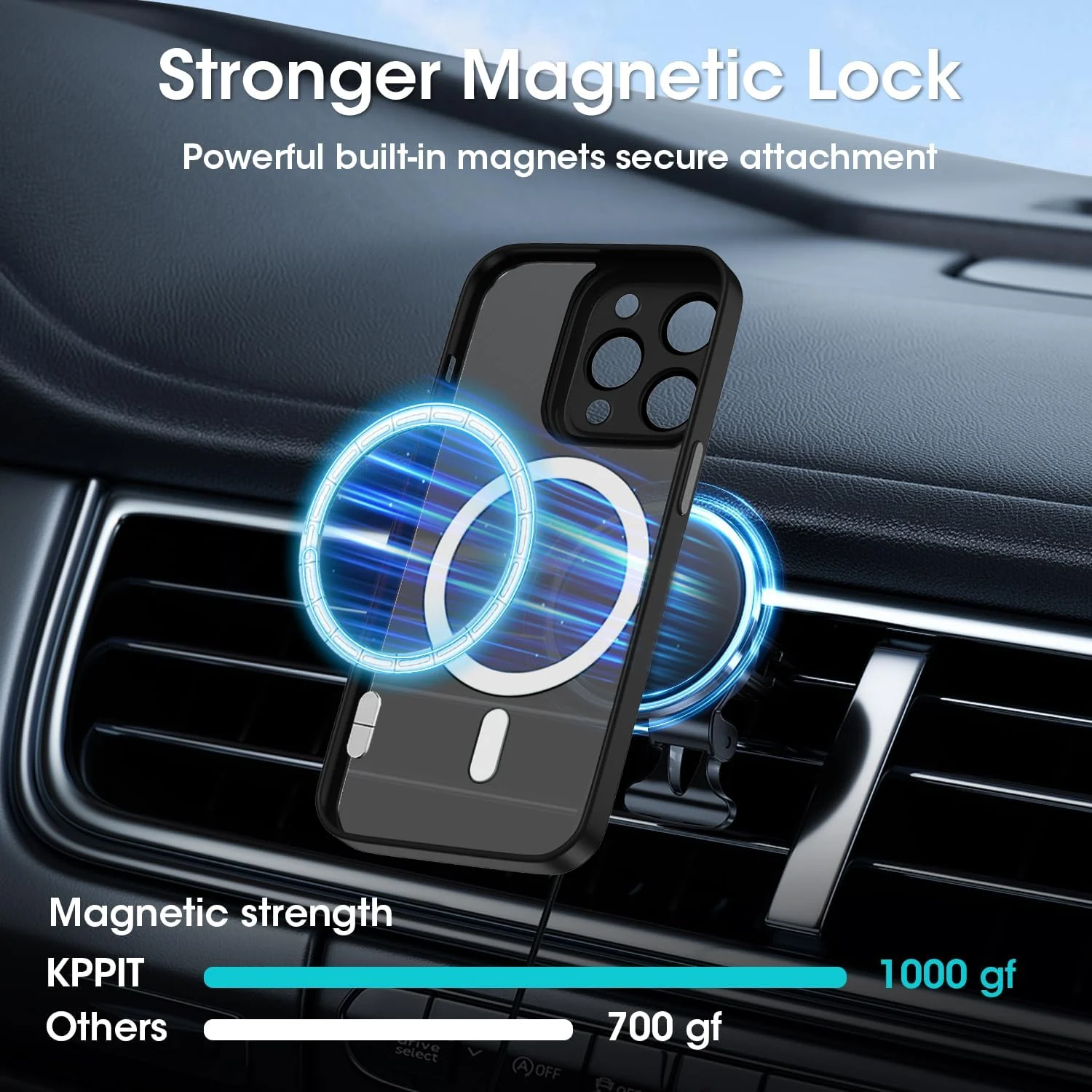 DL3 Mobilak Translucent Matte Case for iPhone 15 Pro Max, Compatible with MagSafe accessories, Supports wireless charging, Camera protection - Black