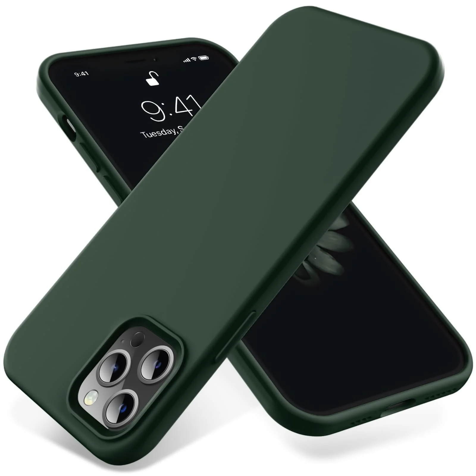 DL3 Mobilak Liquid Silicone Case for iPhone 15 Pro Max, Supports wireless charging, Shock-absorbing protection, Scratch-resistant surface - Green