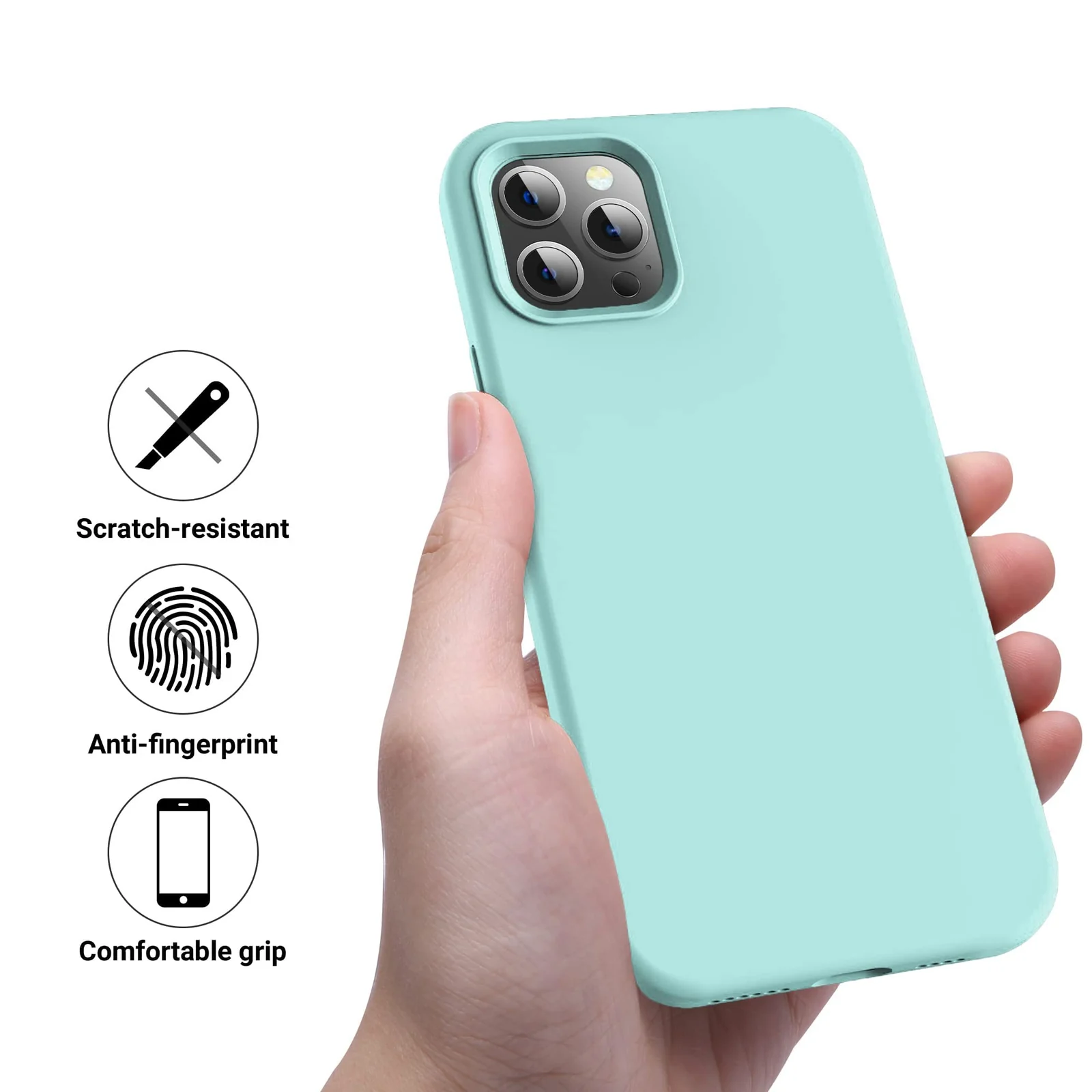 DL3 Mobilak Liquid Silicone Protective Case for iPhone 15 Pro Max with Camera Protection and Microfiber Lining - Turquoise