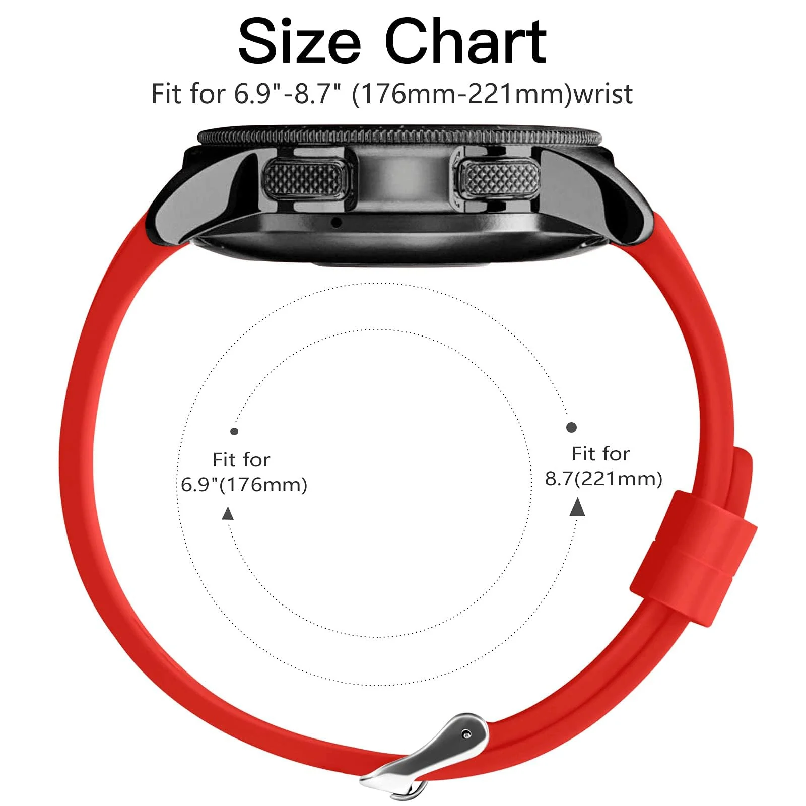 DL3 MOBILAK Silicone Bands 22MM Strap Compatible with Samsung galaxy watch3 45mm/galaxy 46mm/Gear S3/Huawei watch GT3 46MM/GT2E/GT2 Pro/GT GT2 46MM/Honor Magic Watch2 46mm/Amazfit GTR 2/2e/3/4 - Red
