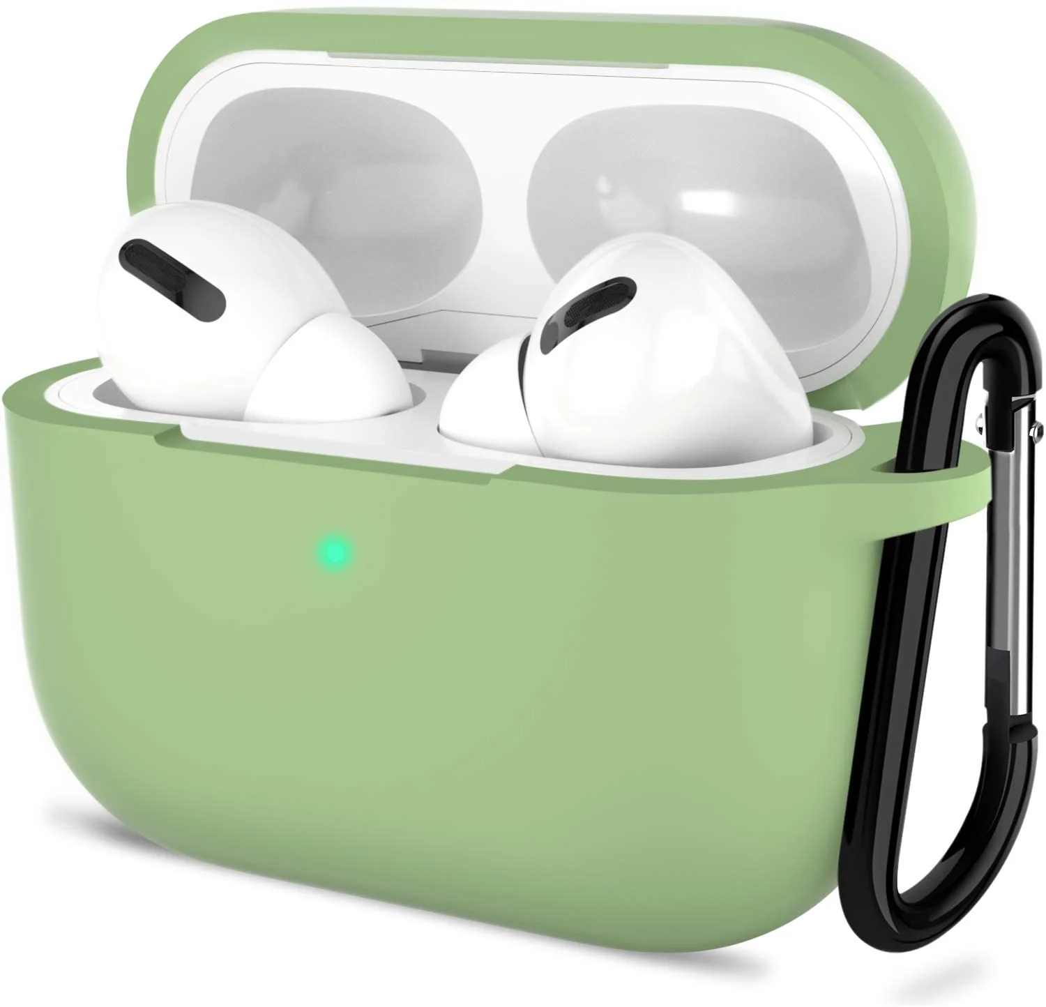 DL3 Mobilak Compatible with AirPods Pro 2nd Generation Case Cover, Protective Silicone Skin with Keychain for Women Men for Apple AirPods Pro Gen 2 (2022), Front LED Visible - Mint Green