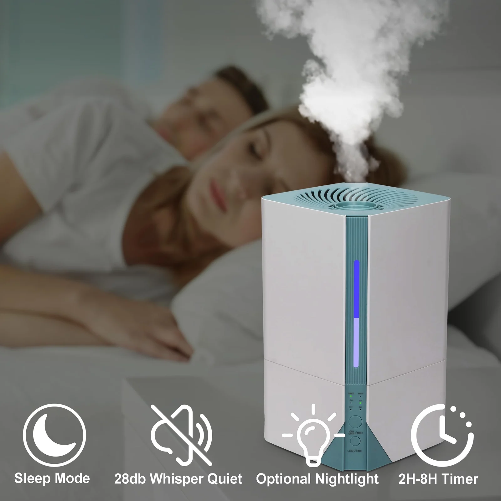 MOBIGON 7 L Top-Fill Cool Mist Humidifier, White / Green
