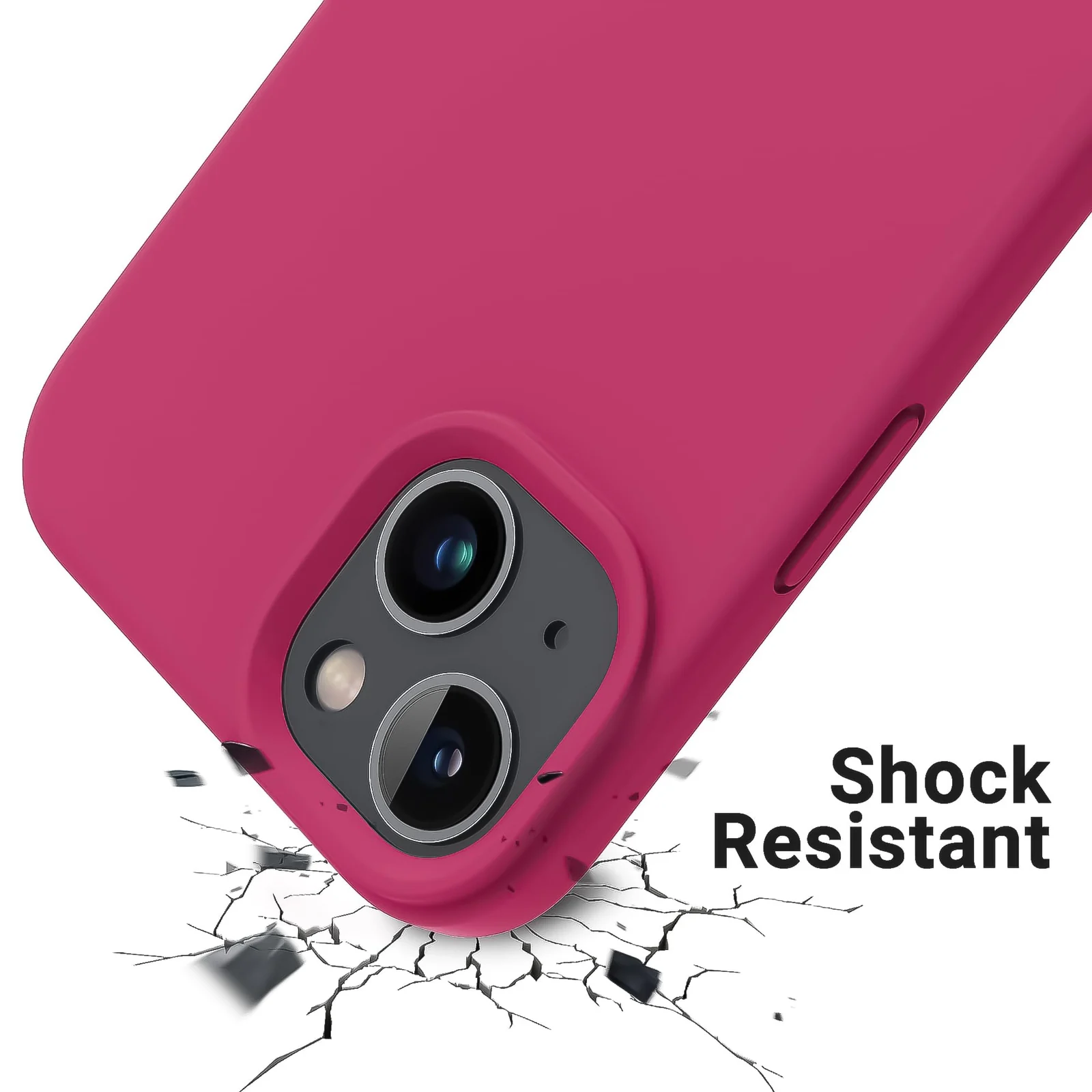 DL3 Mobilak Compatible with iPhone 13 / iPhone 14 (6.1 Inch) Case, Liquid Silicone Case, Full Body Protective Cover, Shockproof, Slim Phone Case, Anti-Scratch Soft Microfiber Lining - Rose Red