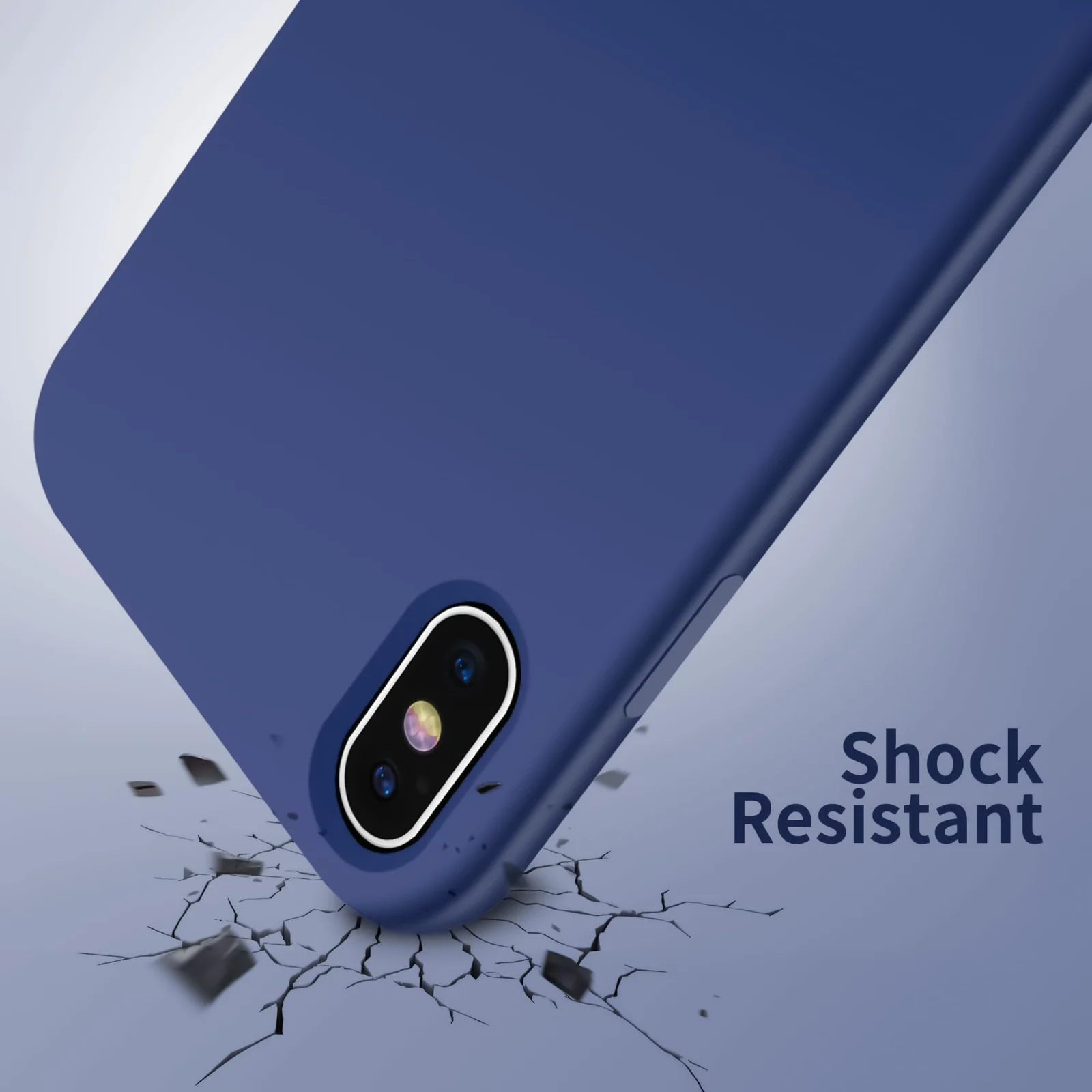 DL3 Mobilak Liquid Silicone Case for iPhone X / iPhone XS, Shock-absorbing protection, Scratch-resistant surface, Soft microfiber lining - A.Royal Blue