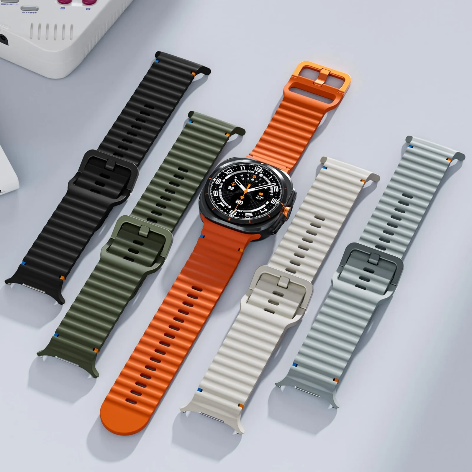 DL3 Mobilak Sport Strap for Samsung Galaxy Watch 8 Straps 40mm 44mm/8 Classic Bands 46mm Men Women, One Click No Gap Waterproof Soft Silicone Sport Band for Samsung Watch 8/8 Classic Strap - White