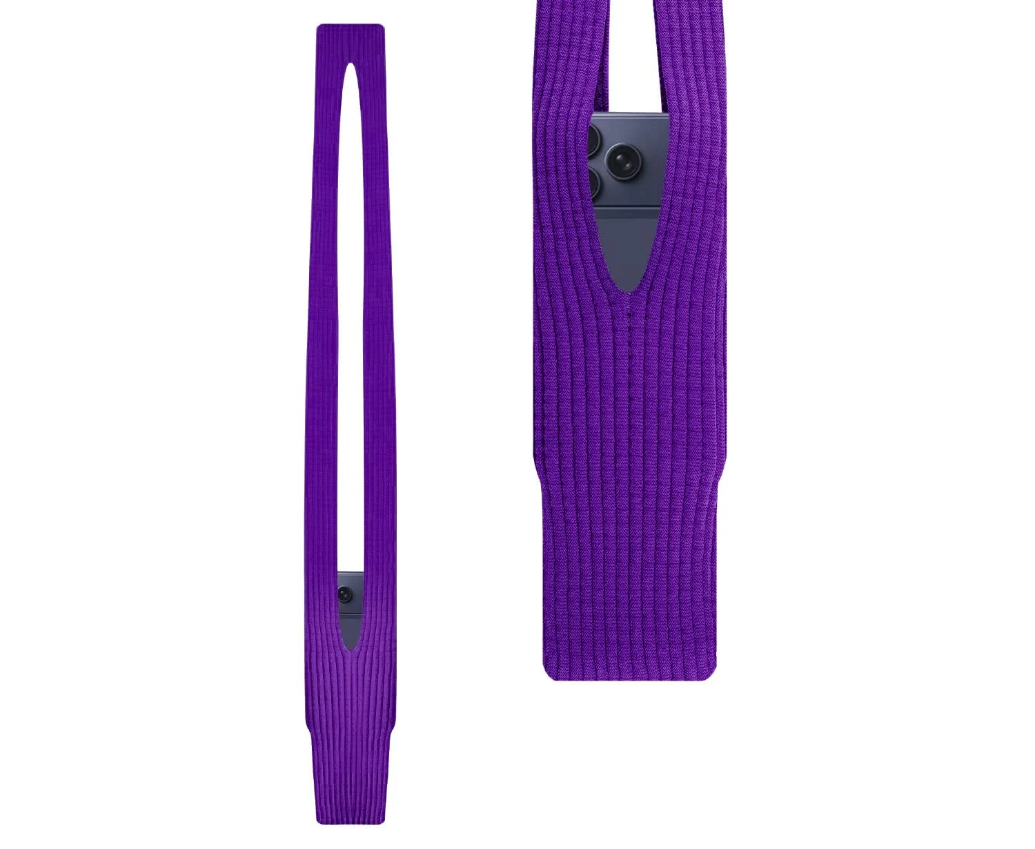 DL3 Mobilak Phone Pocket Lanyard Crossbody Strap 80cm, Universal Stretch Knit Mobile Holder Pouch, Hands-Free Shoulder Phone Bag for iPhone & All Smartphones, Lightweight Minimalist Design - Purple