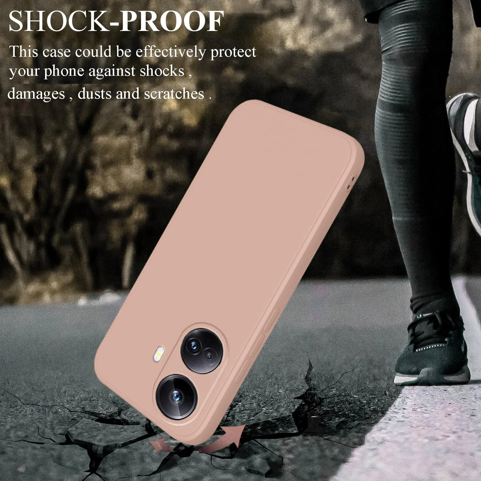 DL3 Mobilak Silicone Protective Case for realme 10 pro plus, Shock-absorbing protection, Scratch-resistant surface, Soft microfiber lining - Light Orange