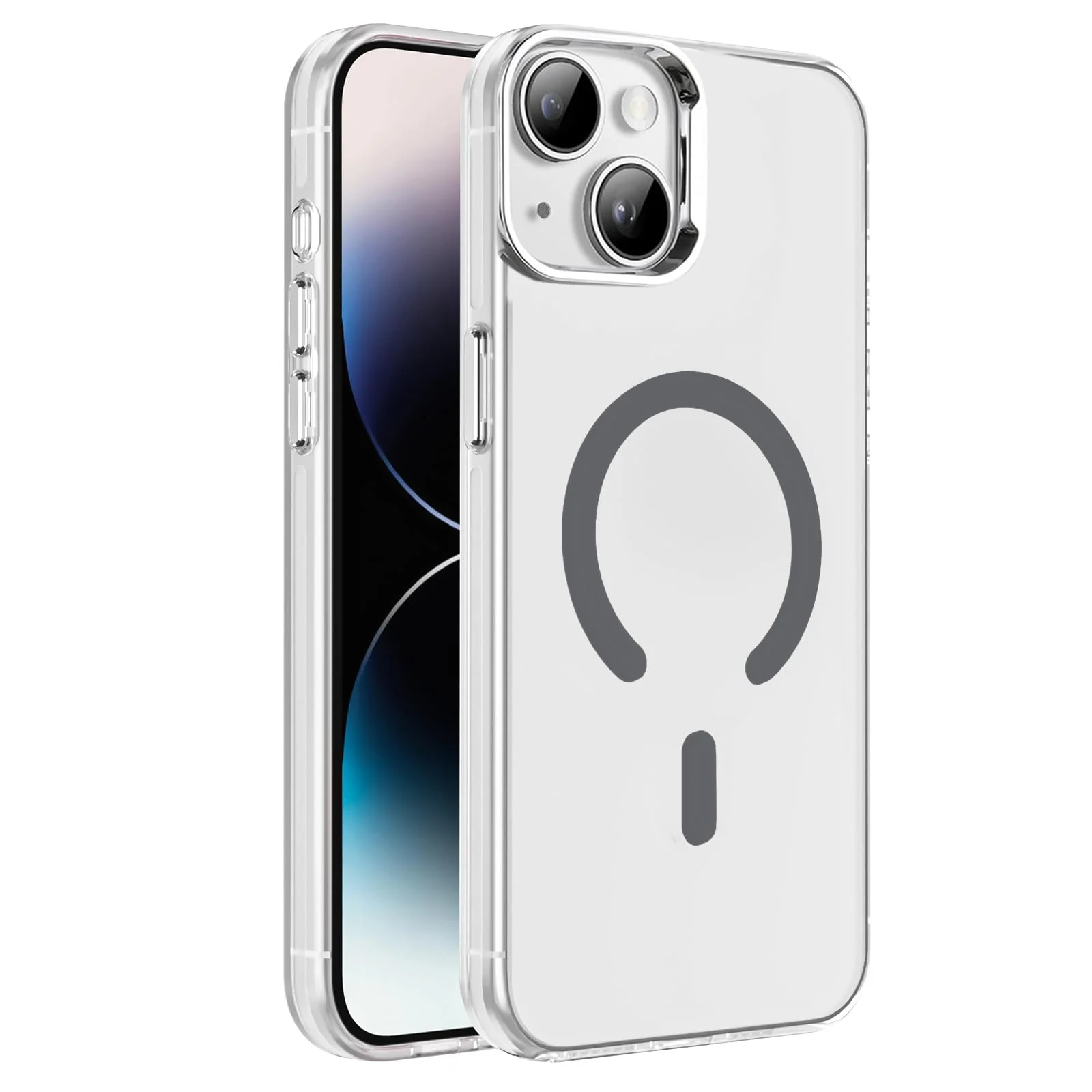 DL3 Mobilak Case for iPhone 13 / iPhone 14 Crystal Clear [Not Compatible with MagSafe] Soft TPU Gel Case Flexible Silicone Anti-Scratch Transparent TPU Cover - Gray