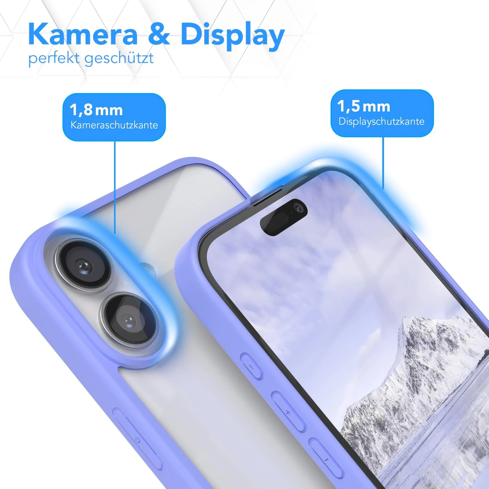 DL3 Mobilak Clear PC and TPU Protective Case for iPhone 16 Plus with Military-Grade Protection and Anti-Yellowing Design - Lavender Blue