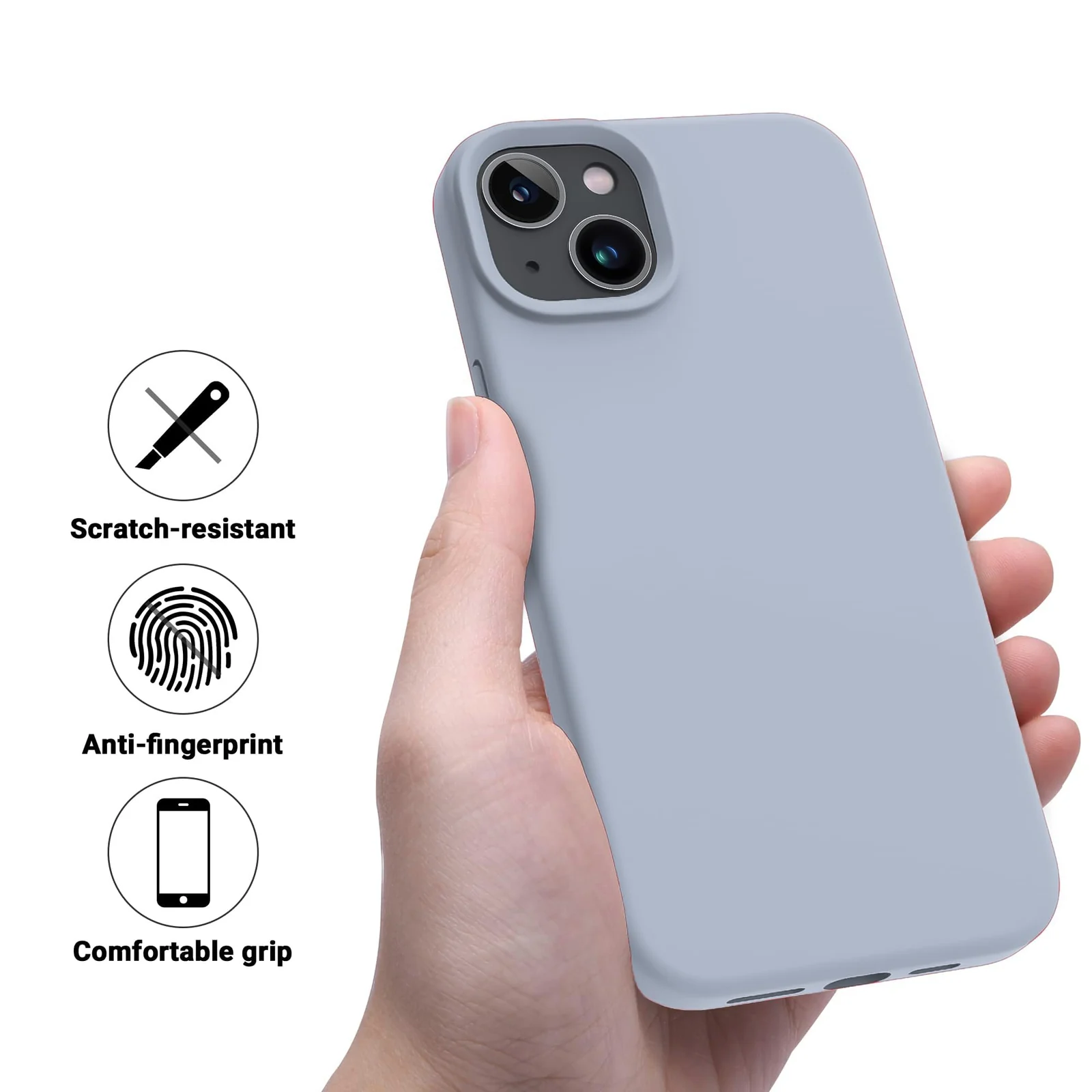 DL3 Mobilak Liquid Silicone Case for iPhone 13 / iPhone 14 (6.1 Inch), Shock-absorbing protection, Scratch-resistant surface, Soft microfiber lining - A.Baby Blue