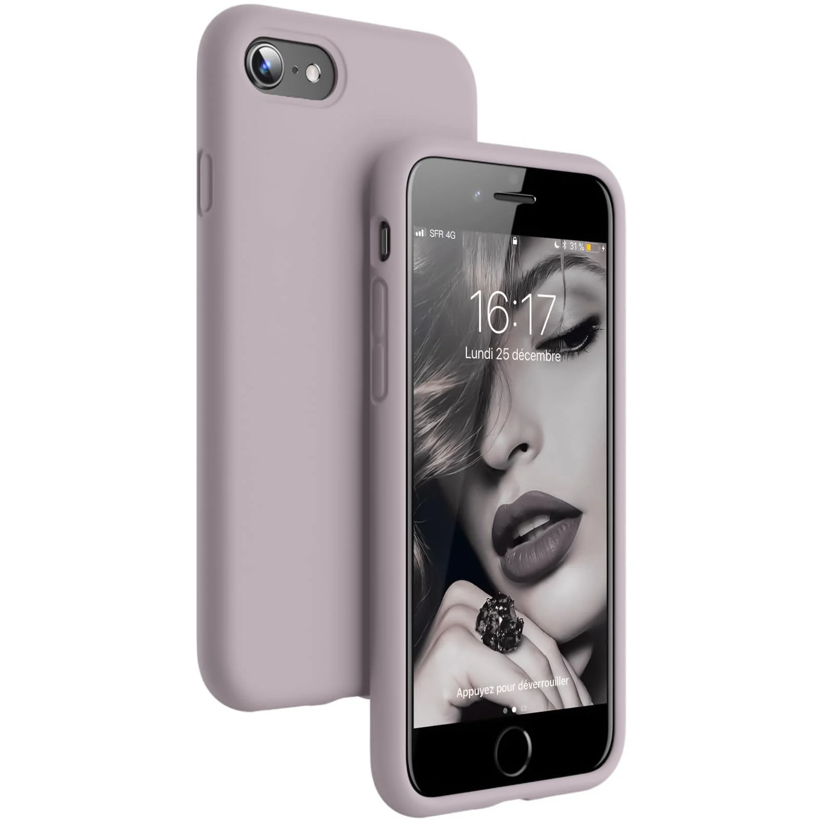 DL3 Mobilak Liquid Silicone Case for iPhone 7 / 8, Shock-absorbing protection, Scratch-resistant surface, Slim, lightweight profile - Lavender Pink