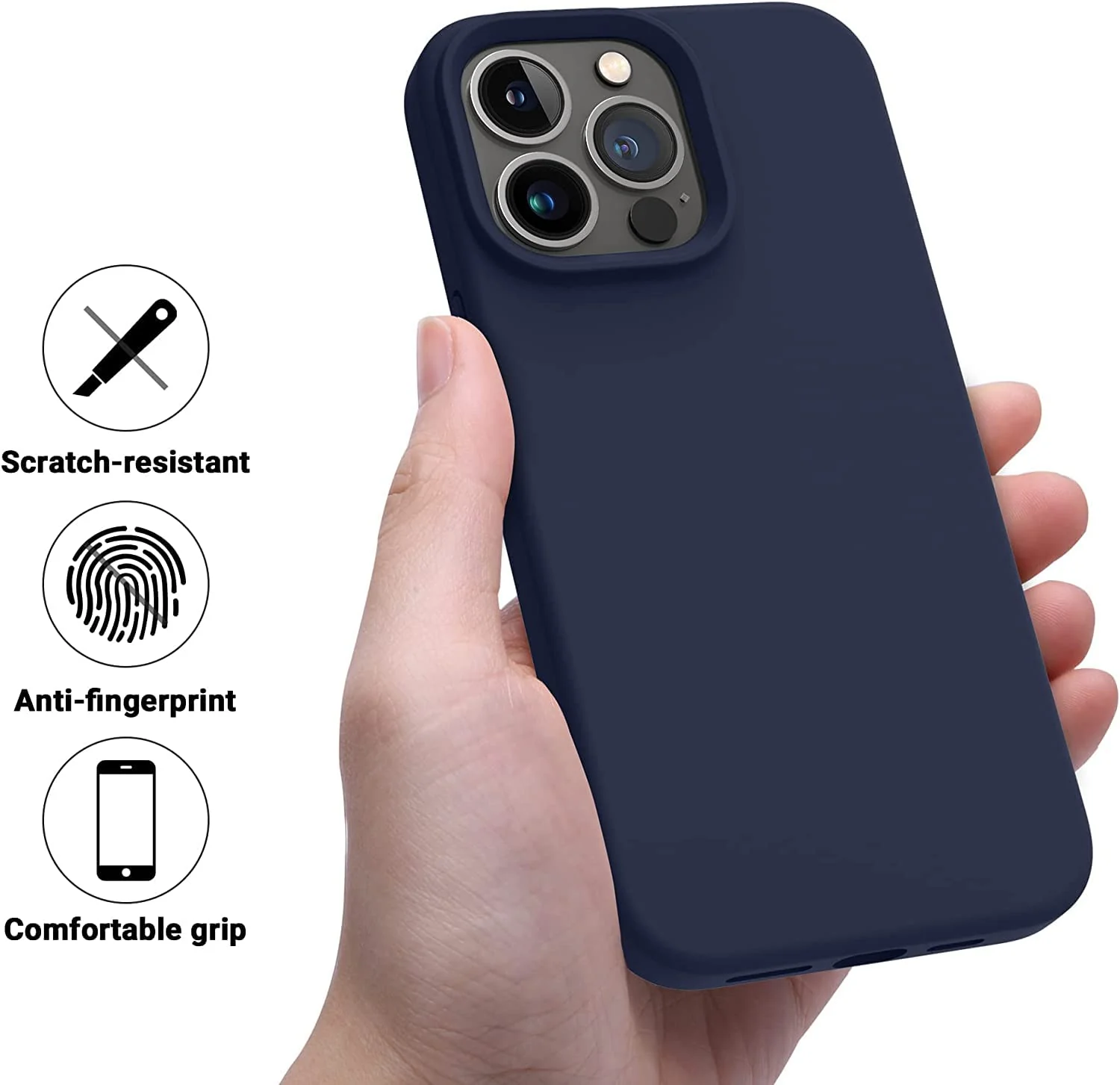 DL3 Mobilak Liquid Silicone Protective Case for iPhone 11 Pro (5.8 Inch) with Camera Protection and Microfiber Lining - Dark Blue